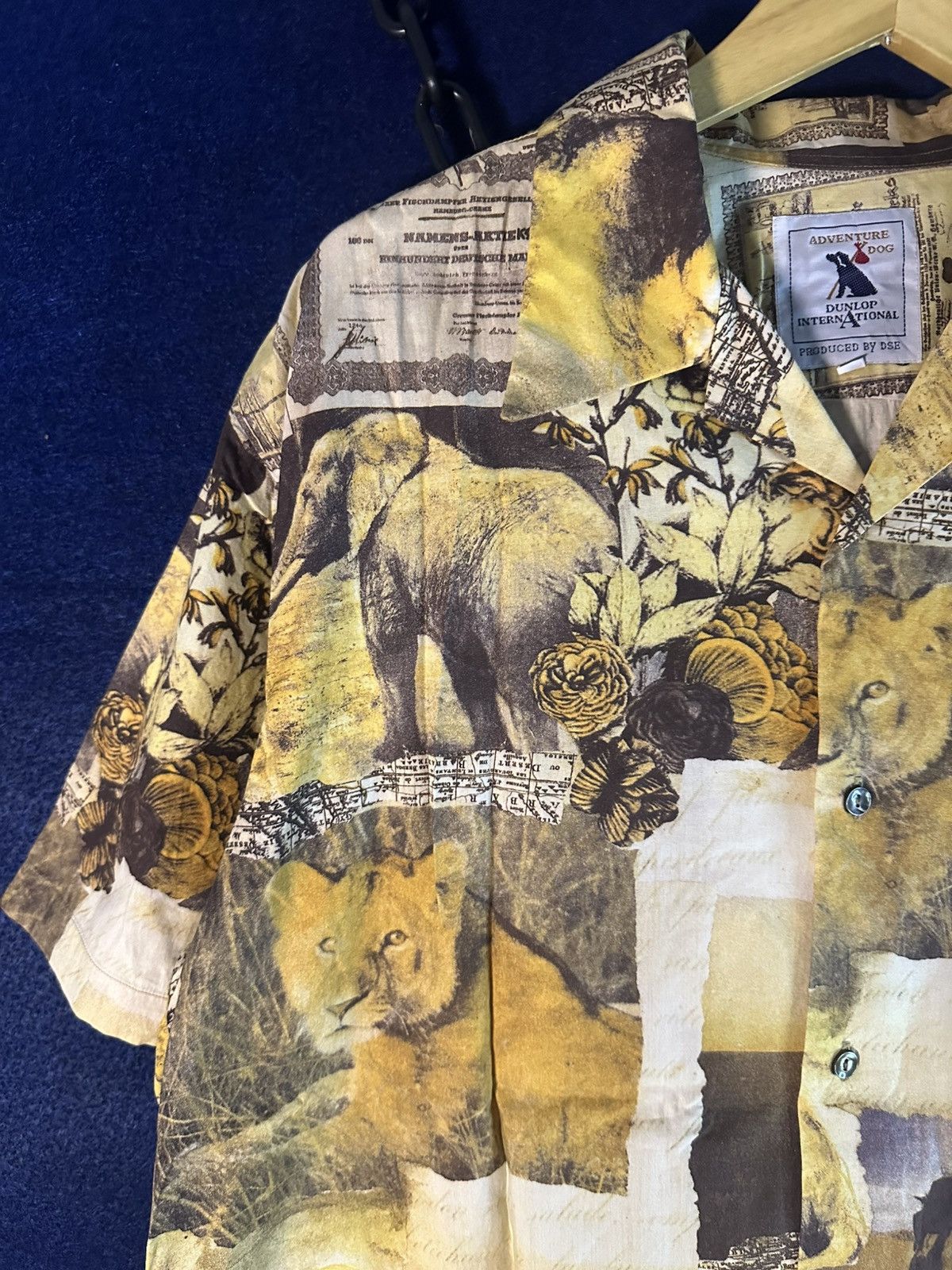 GOA Crazy Rare!!! Vintage 90s Dunlop Safari AOP Shirt GOA style Size US L / EU 52-54 / 3 - 5 Thumbnail