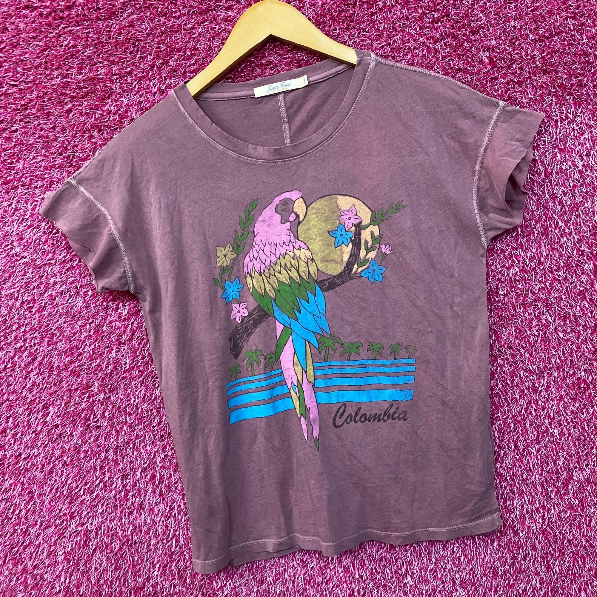 Junk Food Colombia Tourism Parrots Beaches Tropical Flowers Tee Extra Size US XS / EU 42 / 0 - 3 Thumbnail