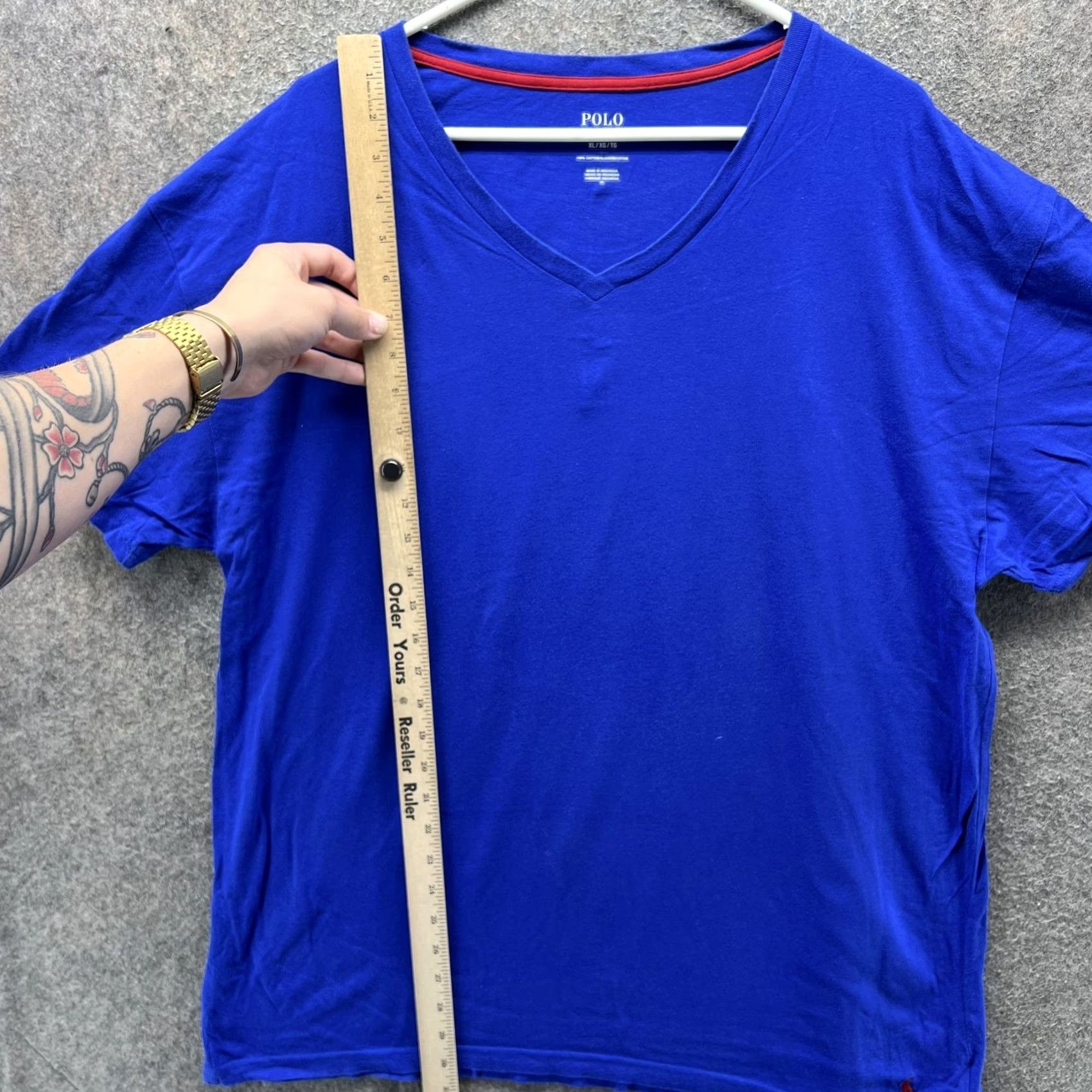 Polo Ralph Lauren Polo Ralph Lauren Shirt Mens XL Blue V-Neck 100% Cotton Casual Tee T-Shirt Size US XL / EU 56 / 4 - 7 Thumbnail