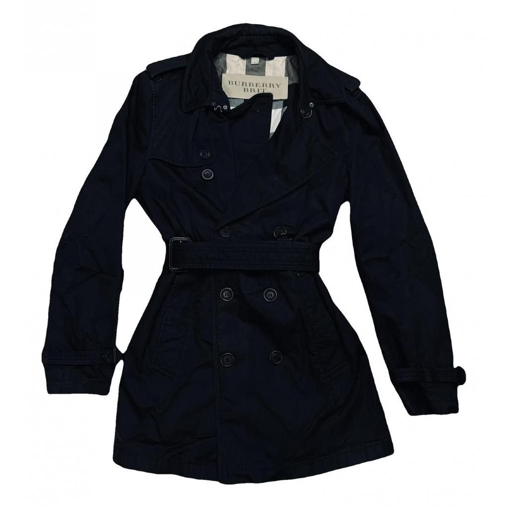 image of Burberry Trench Coat With Pattern in Black, Women's (Size Medium)