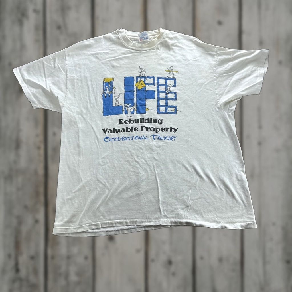 Hanes VINTAGE Hanes Beefy-T Occupational Therapy Graphic T-Shirt Mens 2XL White Workwear Size US XXL / EU 58 / 5 - 1 Thumbnail