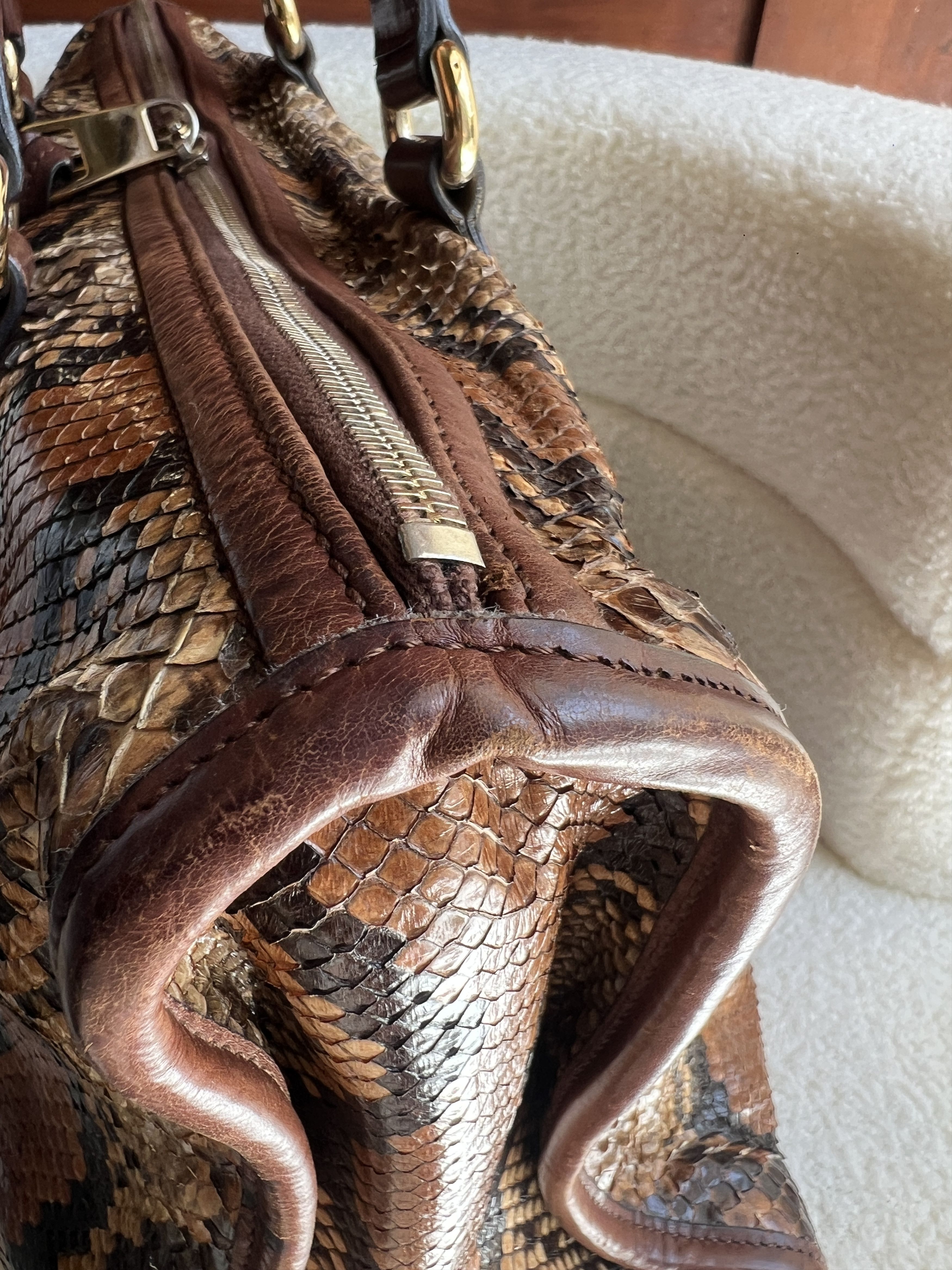 Gucci Rare Gucci Brown Python Leather Large Tote Bag Size ONE SIZE - 10 Thumbnail