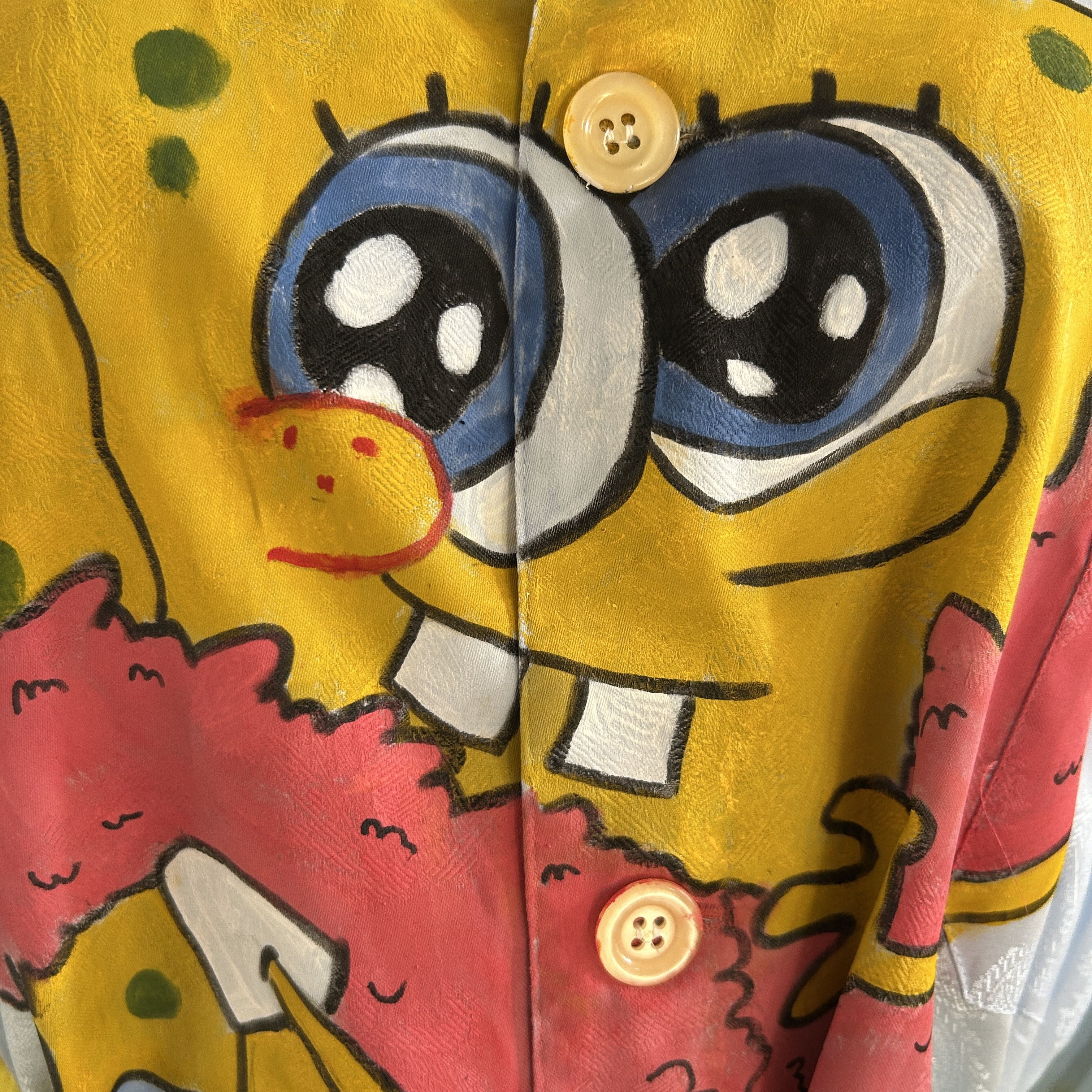 Custommade Hand-Painted SpongeBob Pajama Shirt Size XL / US 12-14 / IT 48-50 - 12 Thumbnail