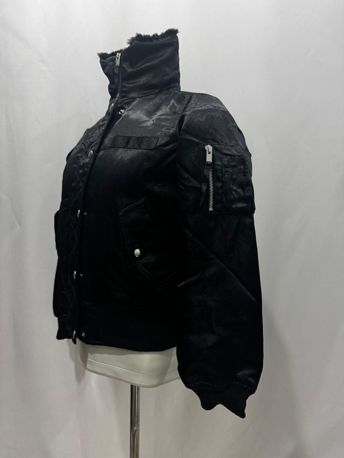 Gap GAP Black Faux Fur Lined Bomber Jacket Size XS / US 0-2 / IT 36-38 - 6 Thumbnail