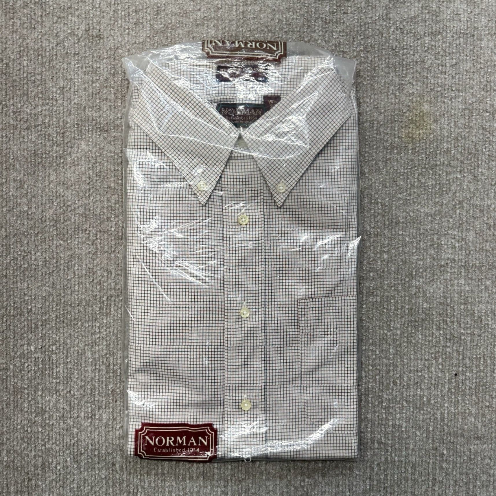 Vintage VINTAGE Norman Dress Shirt Mens Button-Down Check Stripe 15.5 White NOS Size 42R - 5 Thumbnail