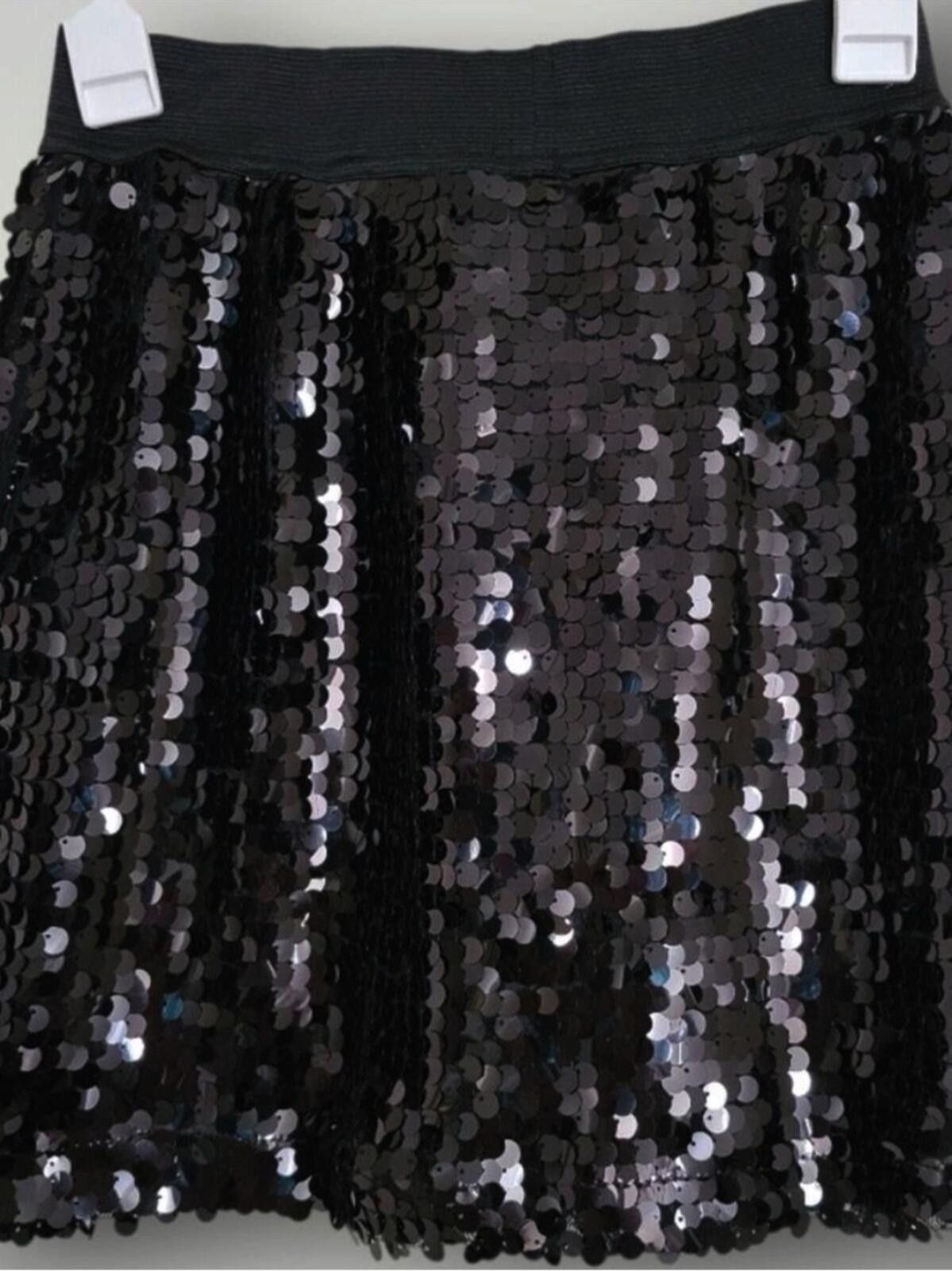 Other Pink Rose Black Sequin Skater Skirt Size 28" / US 6 / IT 42 - 4 Thumbnail