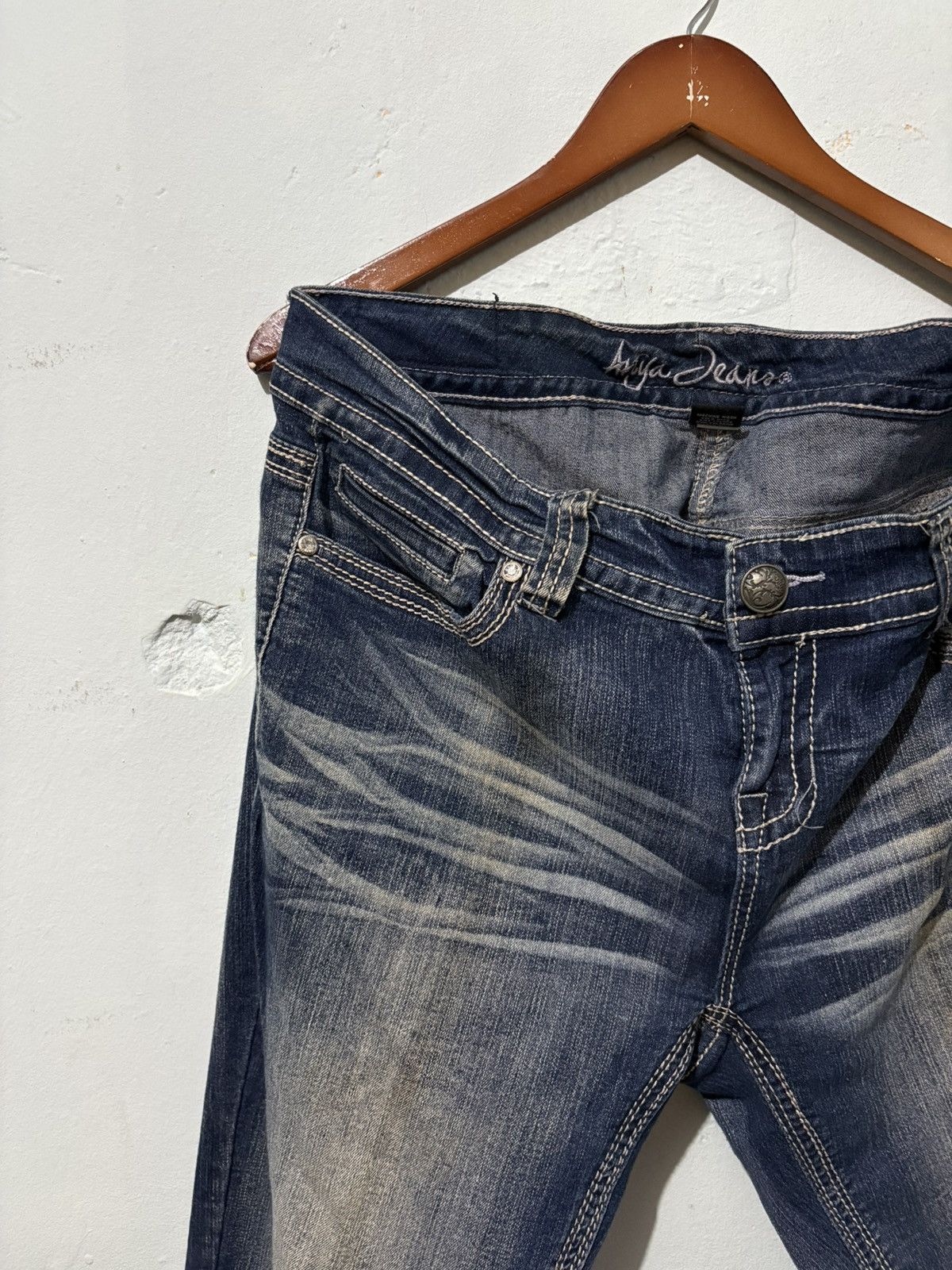 Japanese Brand Atiya Jeans Streetwear Low Flared Denim Jeans Size US 37 - 2 Thumbnail