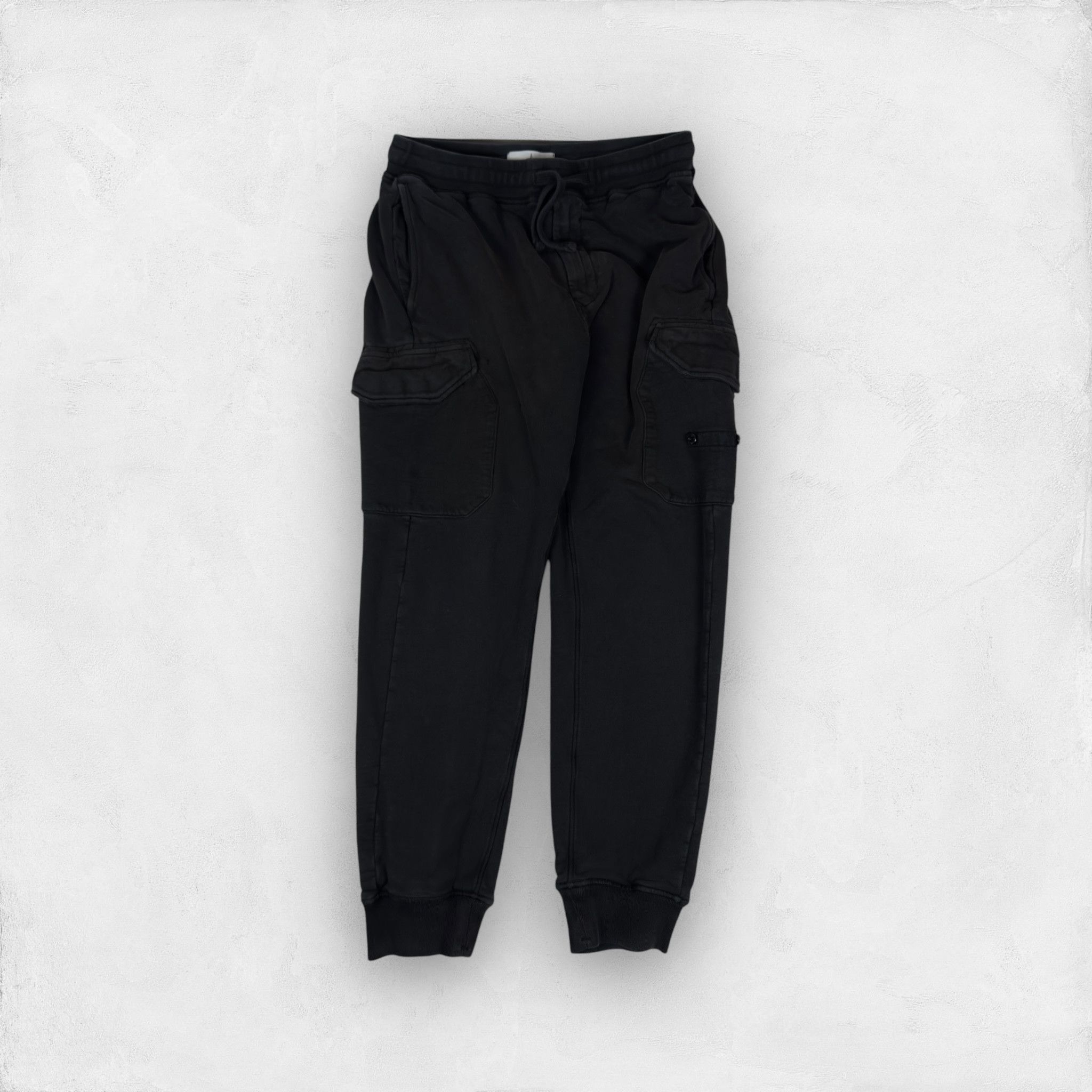 Stone Island Stone Island Men's Black Cotton Drawstring Cargo Trousers S Size US 32 / EU 48 - 1 Thumbnail