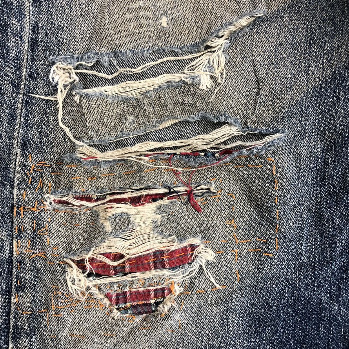 If Six Was Nine × Le Grande Bleu (L.G.B.) 🇺🇸 2000s Fresyjive Distressed Punk Custom Rework Jeans Y2K Size US 34 / EU 50 - 7 Thumbnail