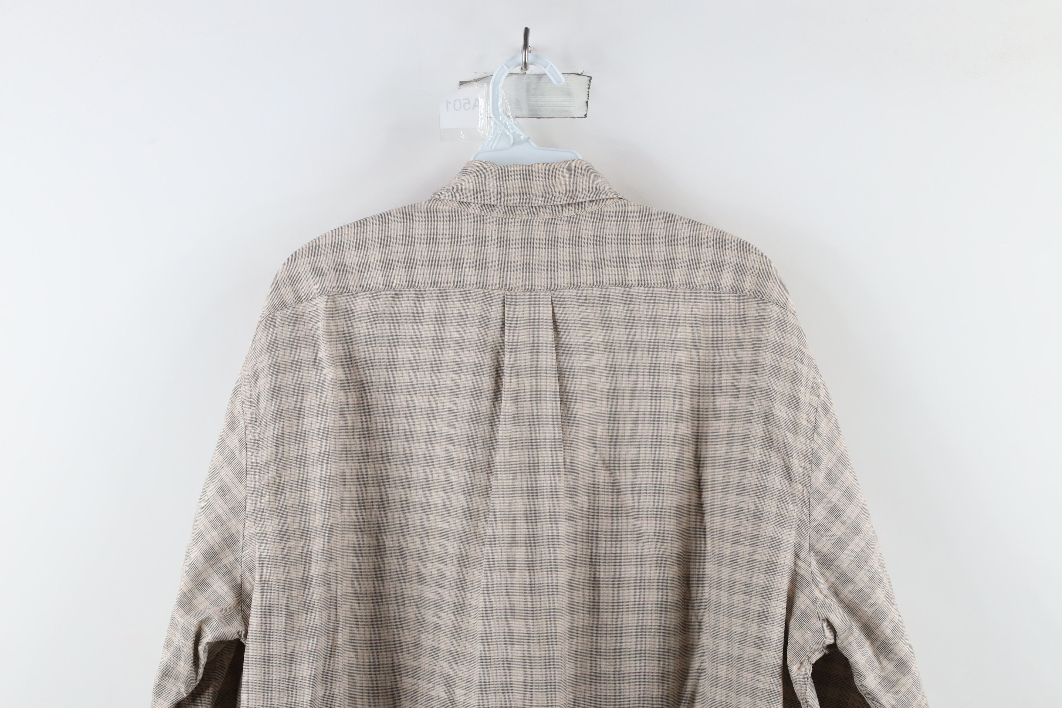 Lands' End × Vintage Vintage 90s Lands End Collared Button Down Shirt Beige Plaid Size US XL / EU 56 / 4 - 13 Thumbnail