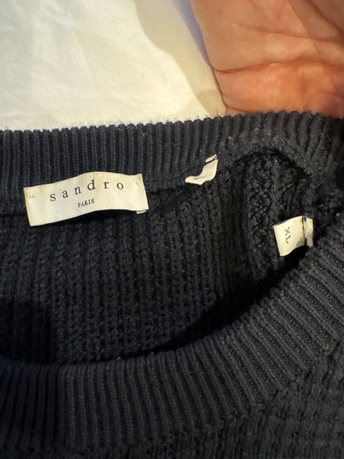 Sandro Sandro Heavy Knit Sweater Navy Blue Size US XL / EU 56 / 4 - 4 Thumbnail