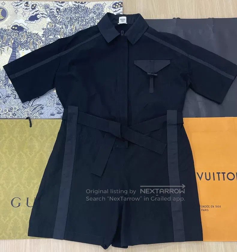Hermes Hermes Black short-sleeved jumpsuit Size 25" / US 0 / IT 36 - 1 Thumbnail