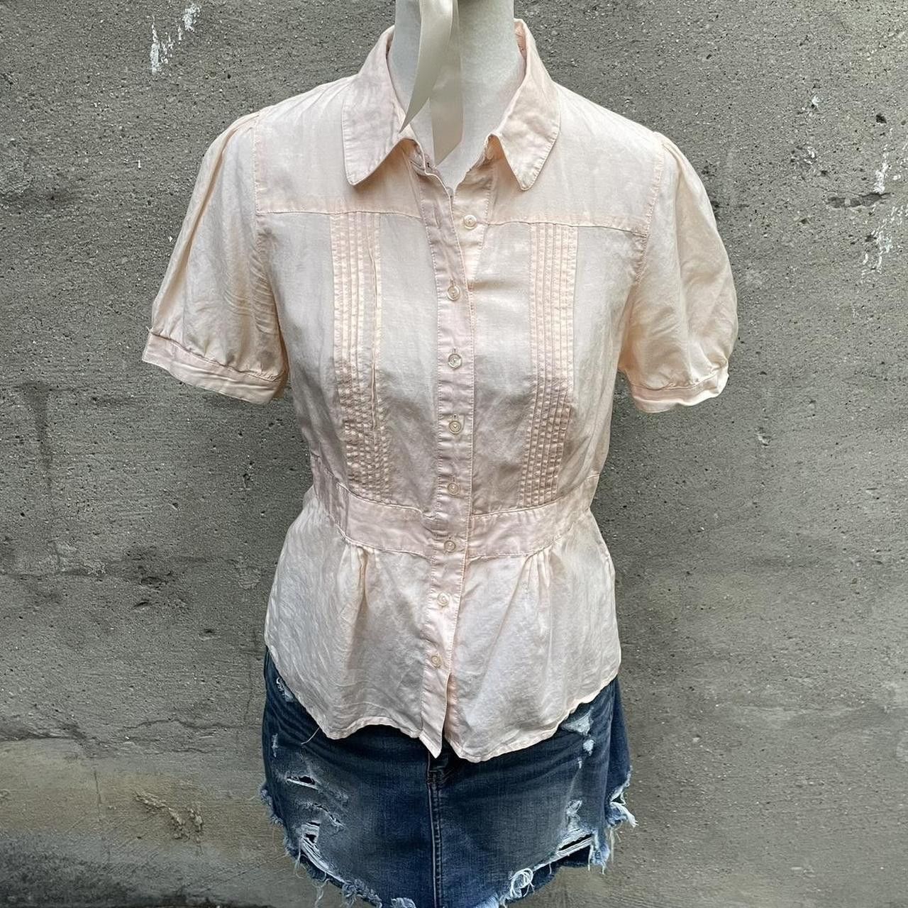 Vintage Pink Silk-Blend Button-Up Blouse Size S / US 4 / IT 40 - 2 Thumbnail