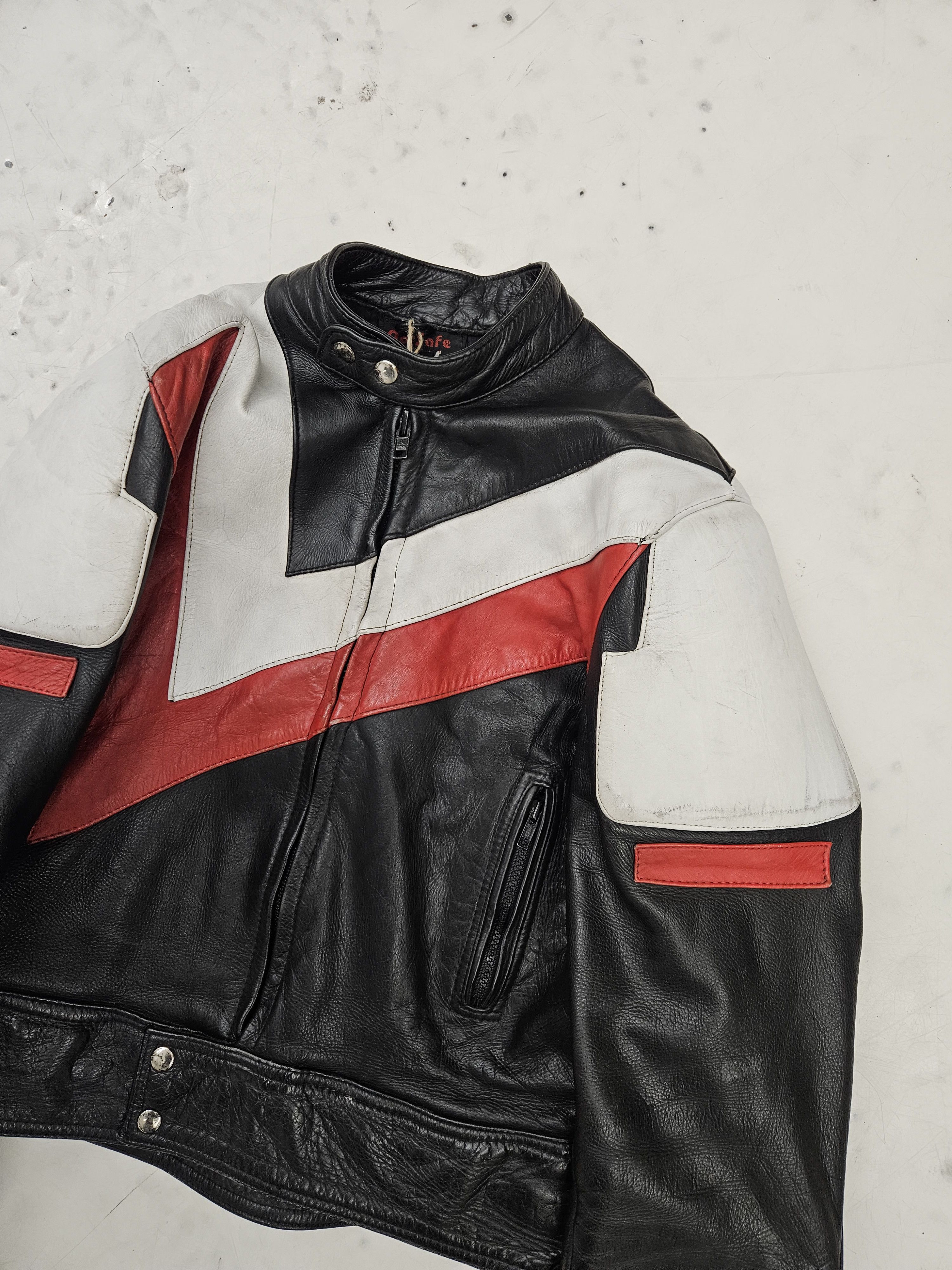 Genuine Leather × Vintage Vintage distressed biker racing leather jacket Size US S / EU 44-46 / 1 - 3 Thumbnail