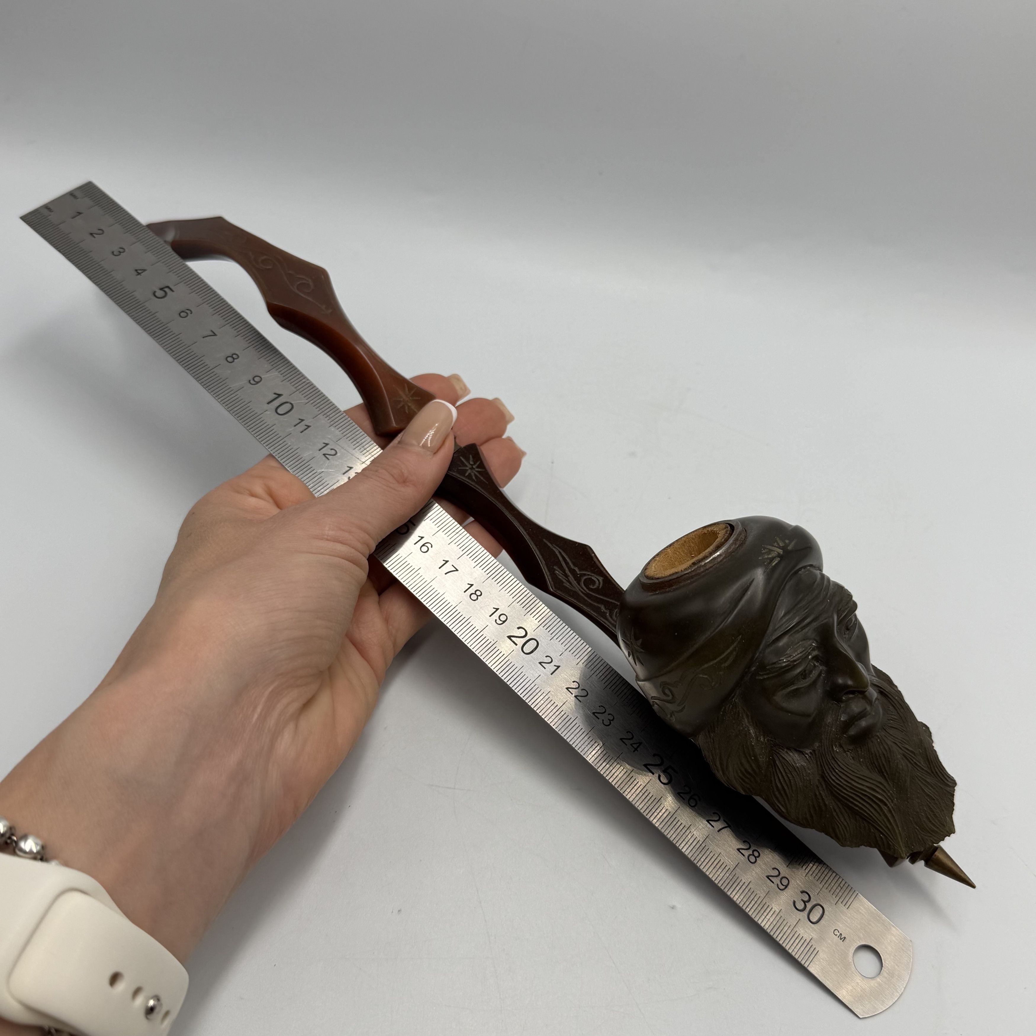 Vintage Antique Hand Carved Smoking Pipe Bearded Man Turban Bakelite Size ONE SIZE - 5 Thumbnail