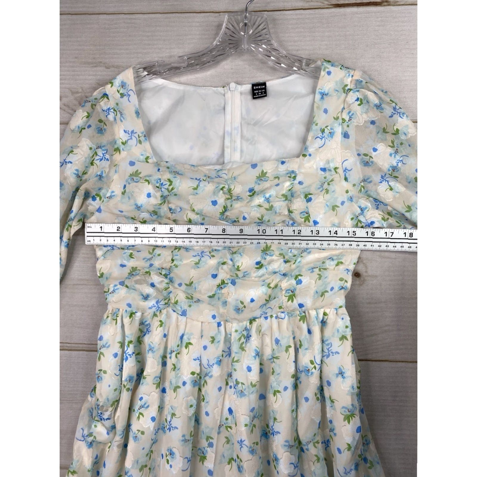 Shein VINTAGE SheIn Dress S Floral Prairie Cottagecore Ruched Bodice Flowy Midi Sheer Overlay Size S / US 4 / IT 40 - 7 Thumbnail