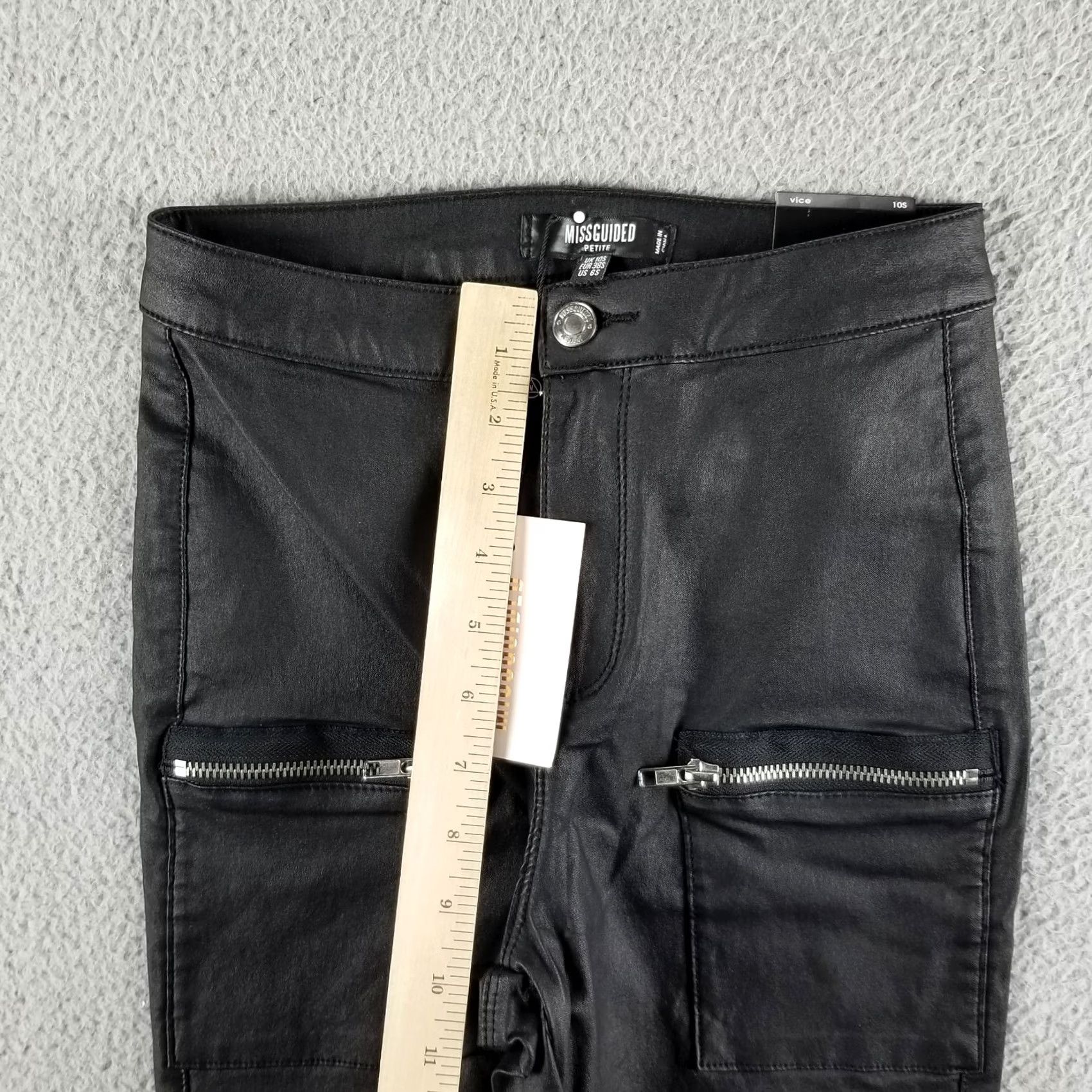 Missguided Misguided Vice Black Jeans Skinny Motorcycle 6P Petite High Rise Denim Womens Jeans 24 x 25 Black Body Stretch 90s Theme Motorcycle Size 42" / US 20 - 7 Thumbnail