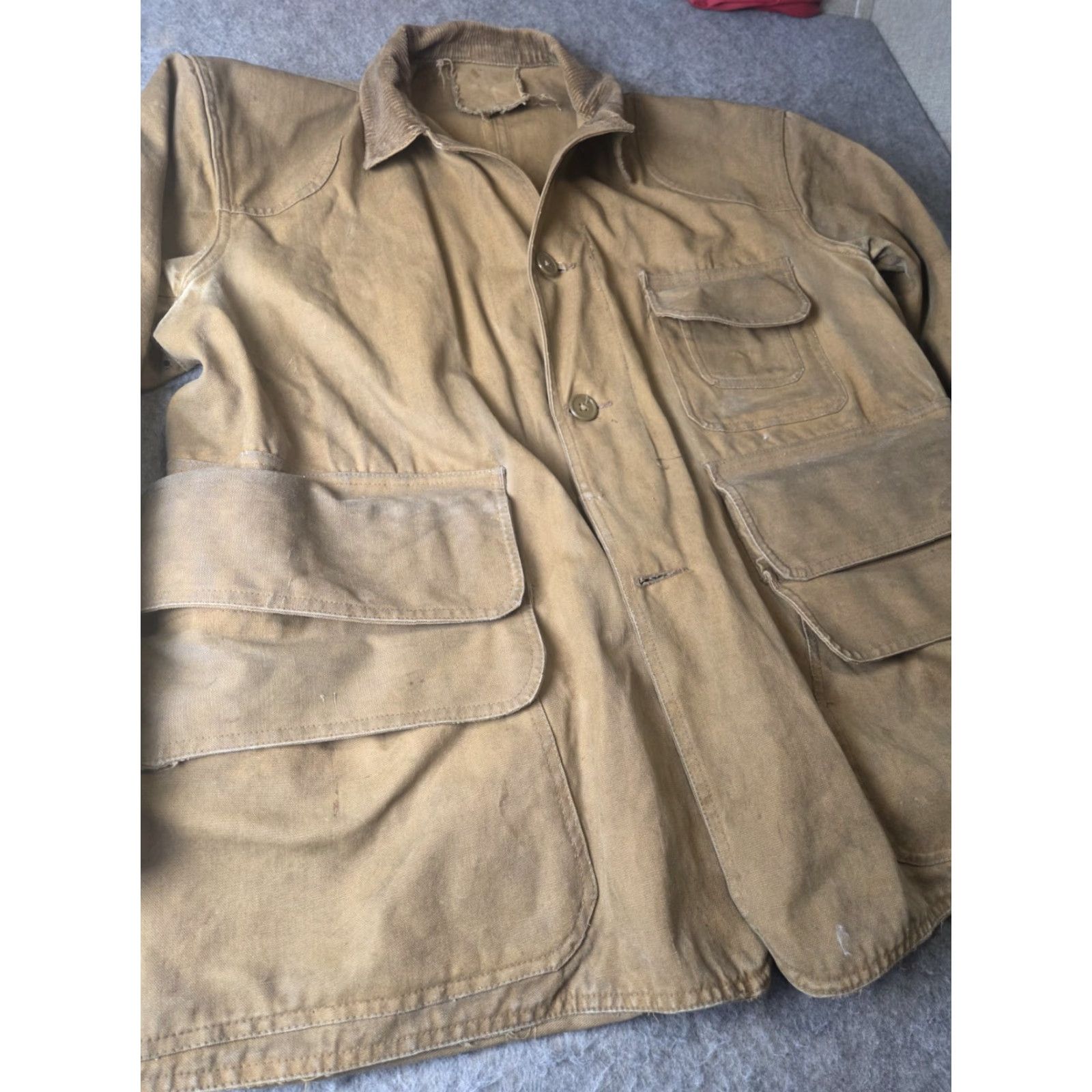 Vintage VINTAGE Mens Duck Hunting Brown Canvas Jacket XL Distressed 1930s USA Cotton Unbranded Look Basic Jacket Mens Size US XL / EU 56 / 4 - 2 Thumbnail