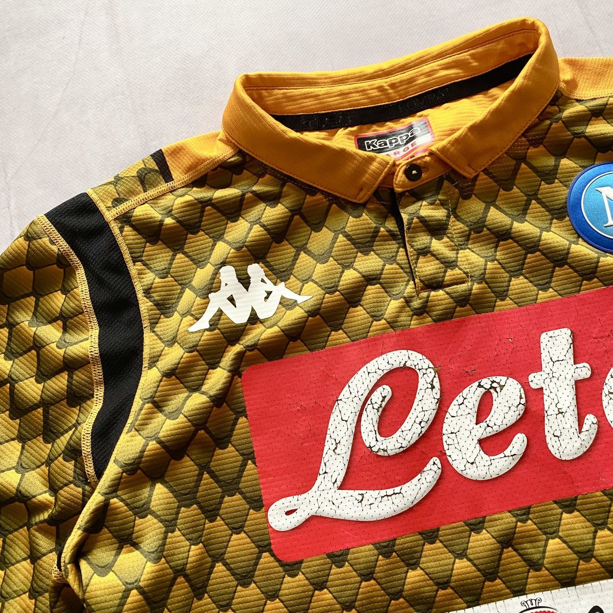 Vintage Kappa Napoli 2018-2019 Kombat Gara Goalkeeper T-shirt Jersey Size US L / EU 52-54 / 3 - 4 Thumbnail