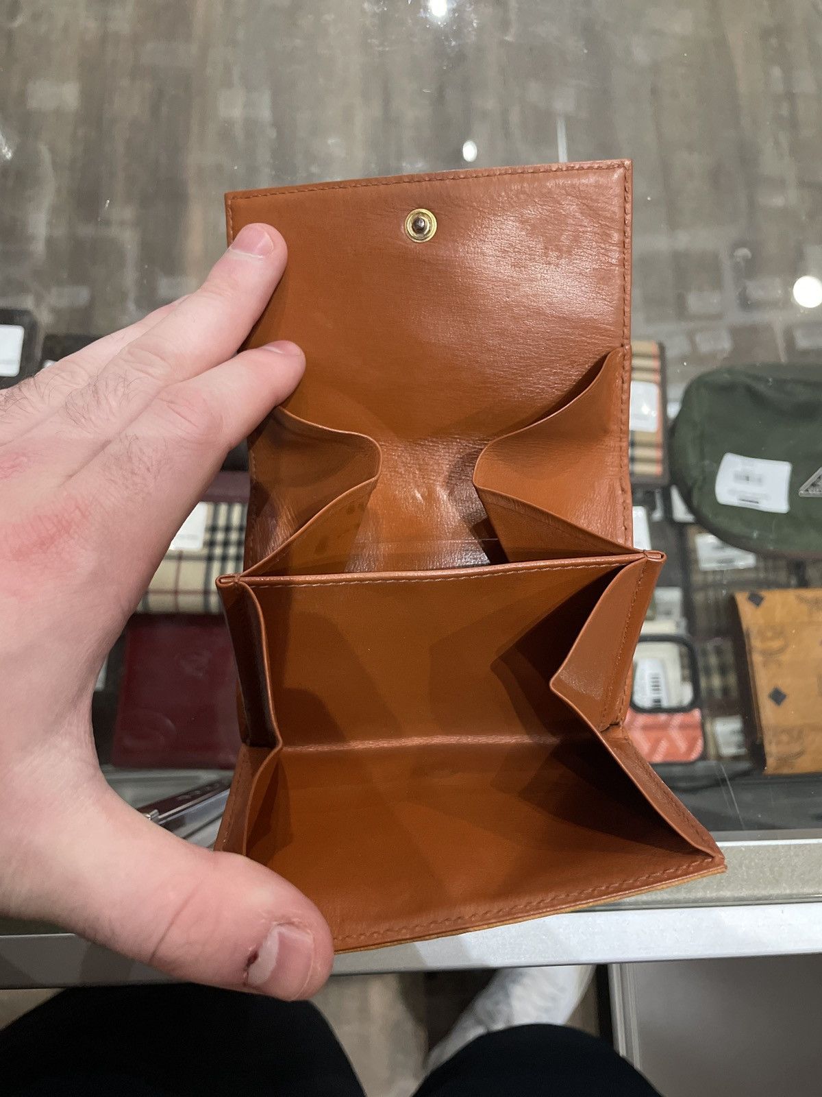 MCM MCM Monogram Trifold Brown Leather Wallet Size ONE SIZE - 3 Thumbnail