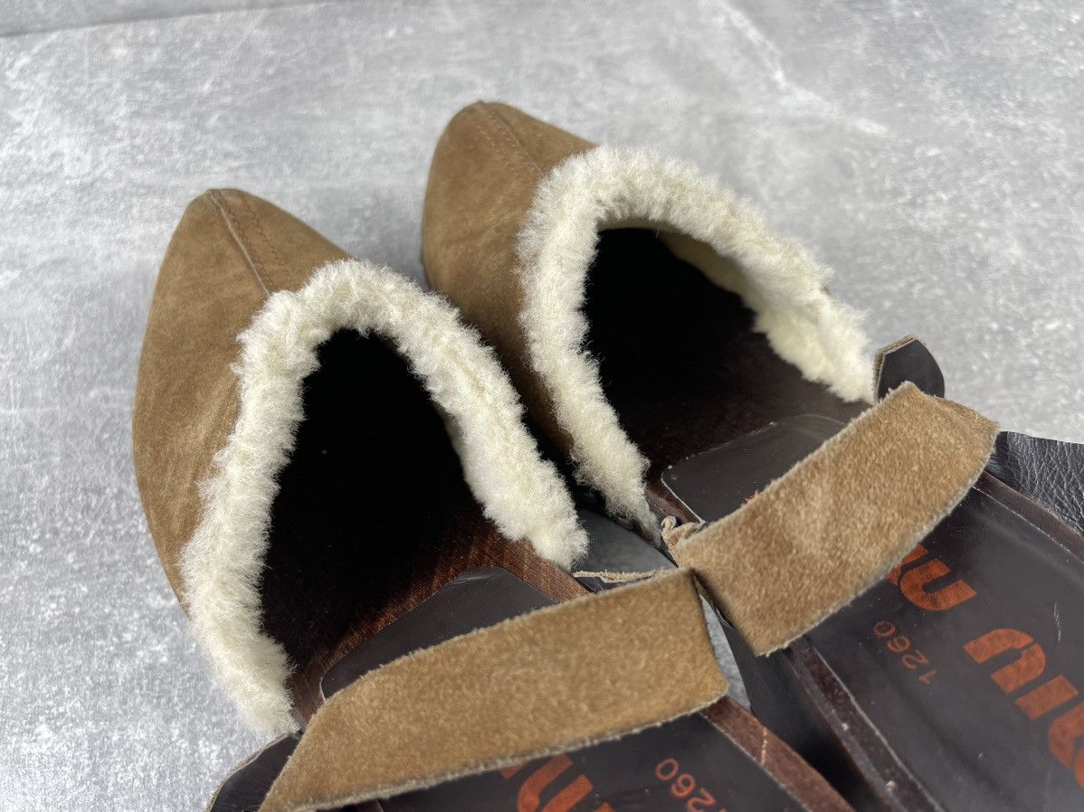 Miu Miu Miu Miu Archive Shearling Wooden Platform Clogs Sandals Size US 9 / IT 39 - 10 Thumbnail