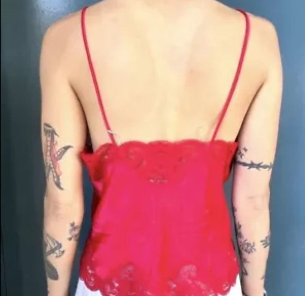 Christian Dior Monsieur × Dior × Vintage Vintage Christian Dior Silk Red Lace Négligée Camisole Sz L Size L / US 10 / IT 46 - 2 Thumbnail