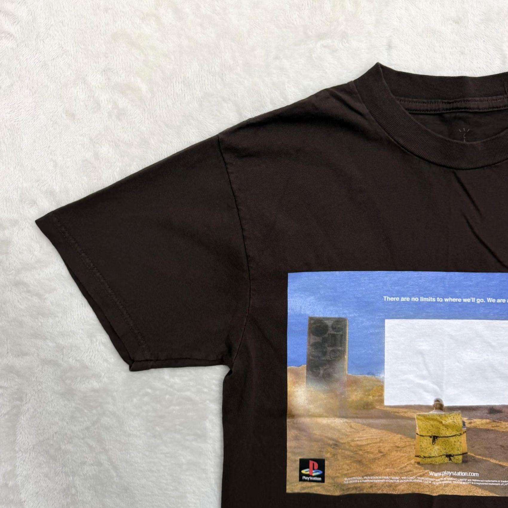 Travis Scott Cactus Jack PlayStation Shirt Mens S Brown Space Video Game Short Sleeve Crew Neck Logo Graphic Print Size US S / EU 44-46 / 1 - 7 Thumbnail