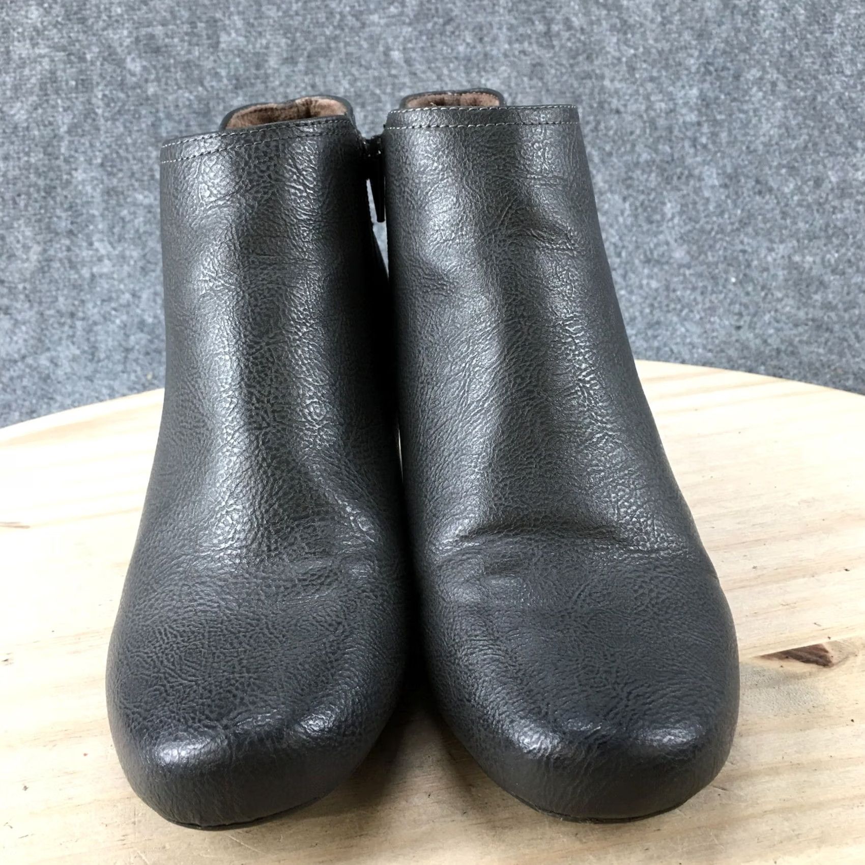 Vintage Natural Souls Womens 8 Wide Evans Ankle Booties Wedge Gray Faux Leather Boots Size US 8 / IT 38 - 6 Thumbnail