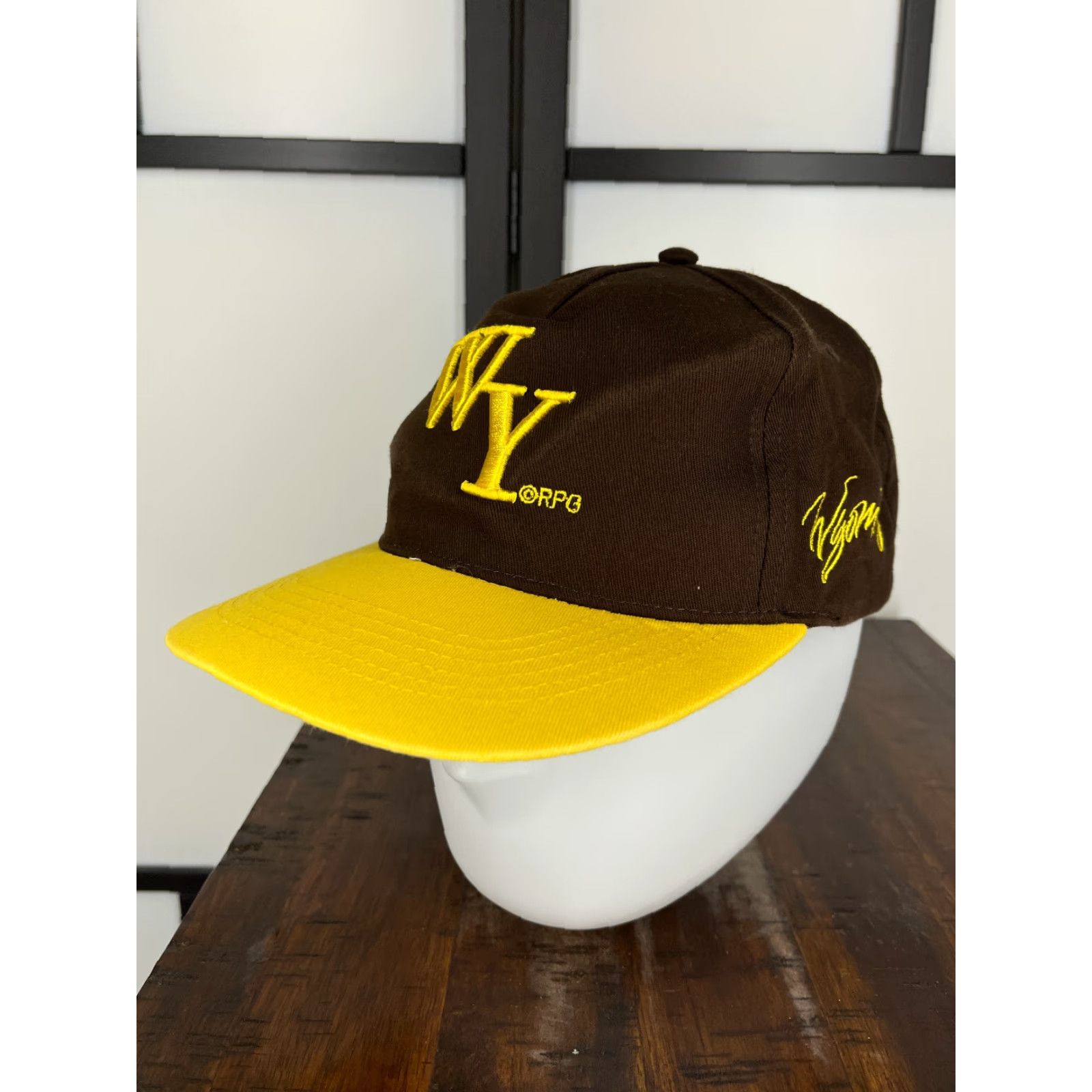 Vintage Wyoming Hat Cap Snap Back Adult One Size Brown Yellow RPG Souvenirs Cotton Blend Cap Mens State Hat Snapback Adjustable Twill Cotton Baseball Size ONE SIZE - 4 Thumbnail