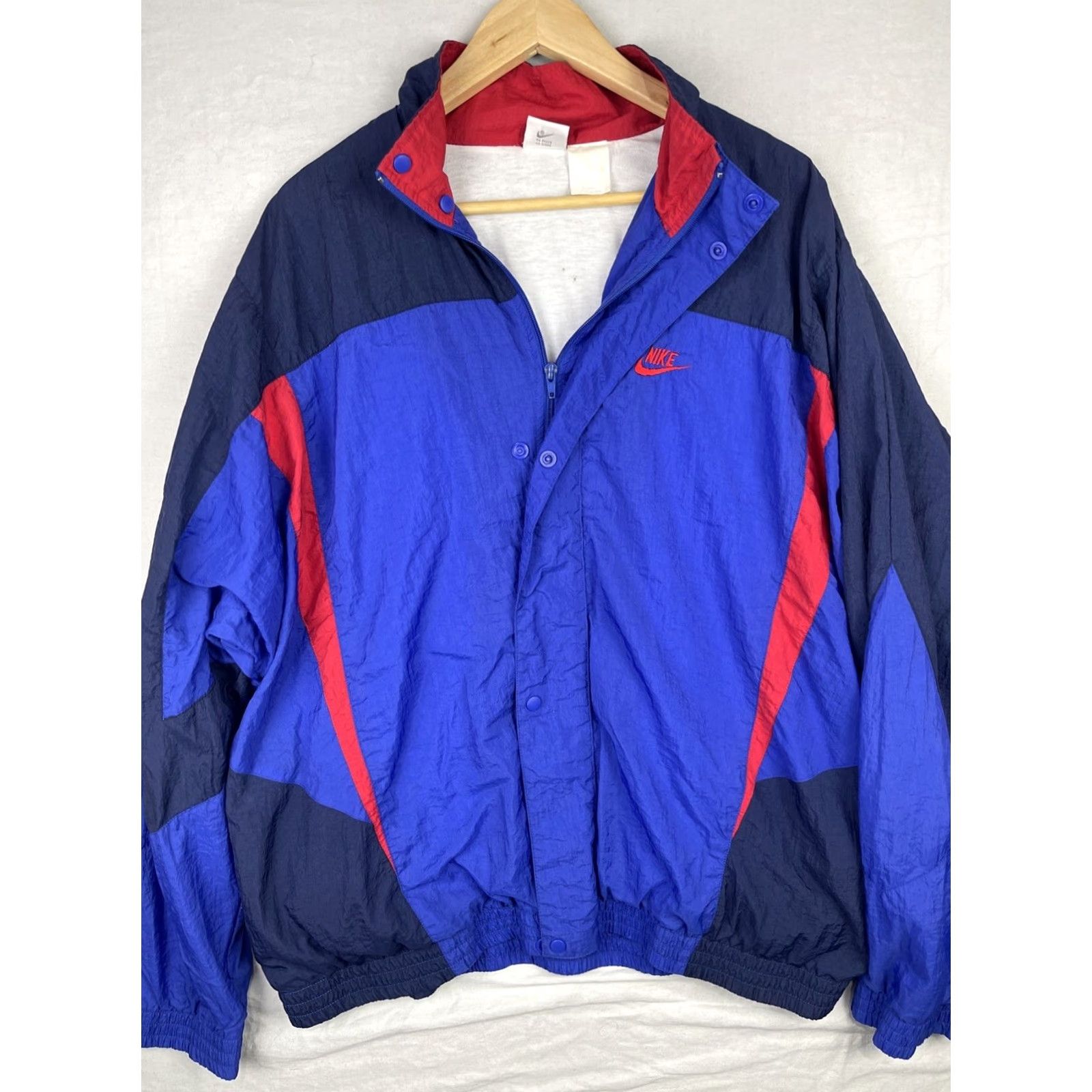Nike VINTAGE Nike Tracksuit Mens XL Blue Track Jacket Pants Full Zip Snap Lined Size 46R - 3 Thumbnail