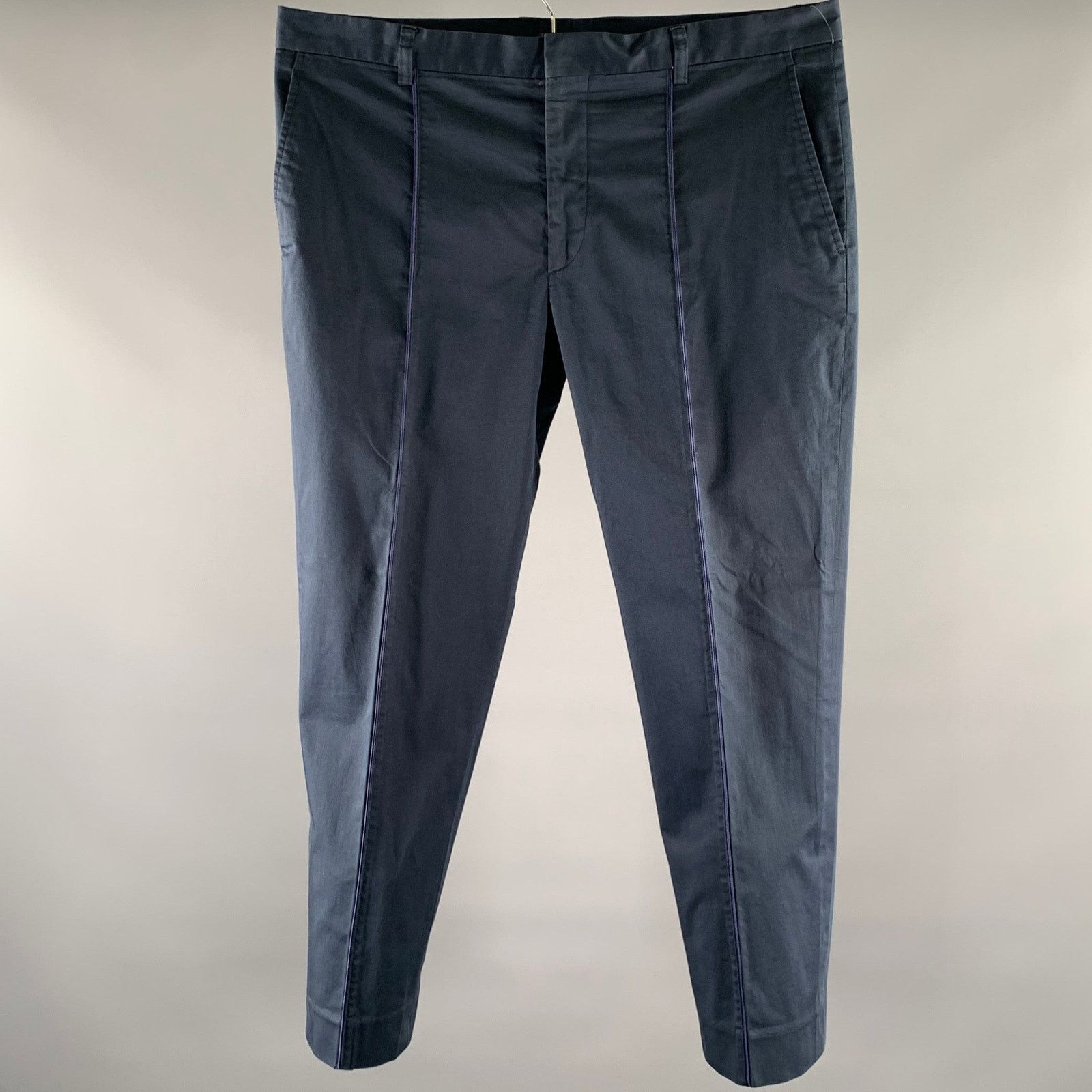 Etro ETRO Size 38 Navy Cotton Blend Pintuck Casual Pants Size US 38 / EU 54 - 1 Thumbnail