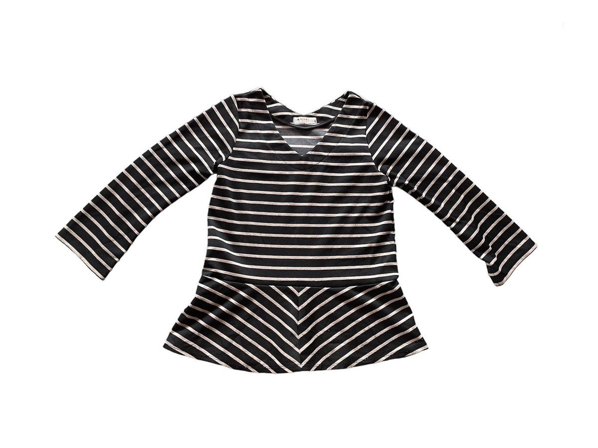 image of Archival Clothing x Beams Plus Beams Heart Long Sleeve Striped Shirt in Black, Women's