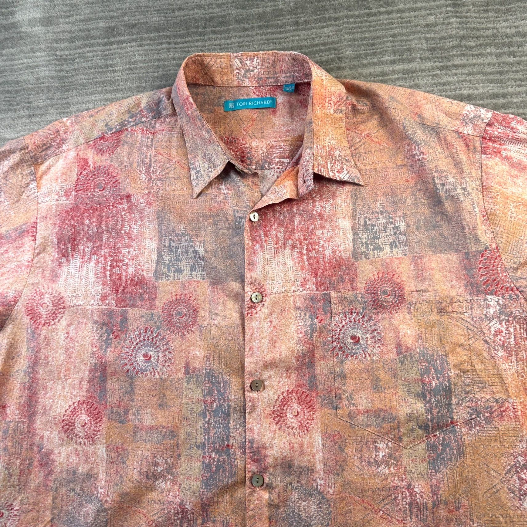 Tori Richard Tori Richard Shirt Mens Extra Large Orange Geometric Button Up Size US XL / EU 56 / 4 - 3 Thumbnail