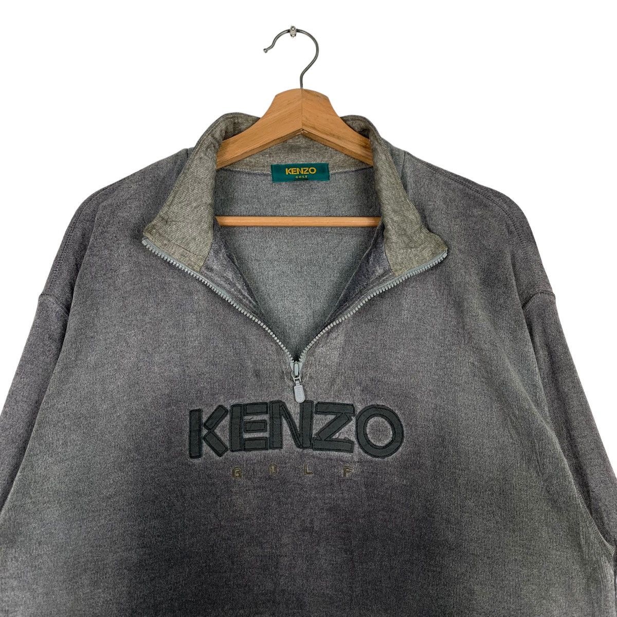 Kenzo Trashed KENZO Embroidery Big Logo Half Zip Sweater #0410-C19 Size US M / EU 48-50 / 2 - 11 Thumbnail