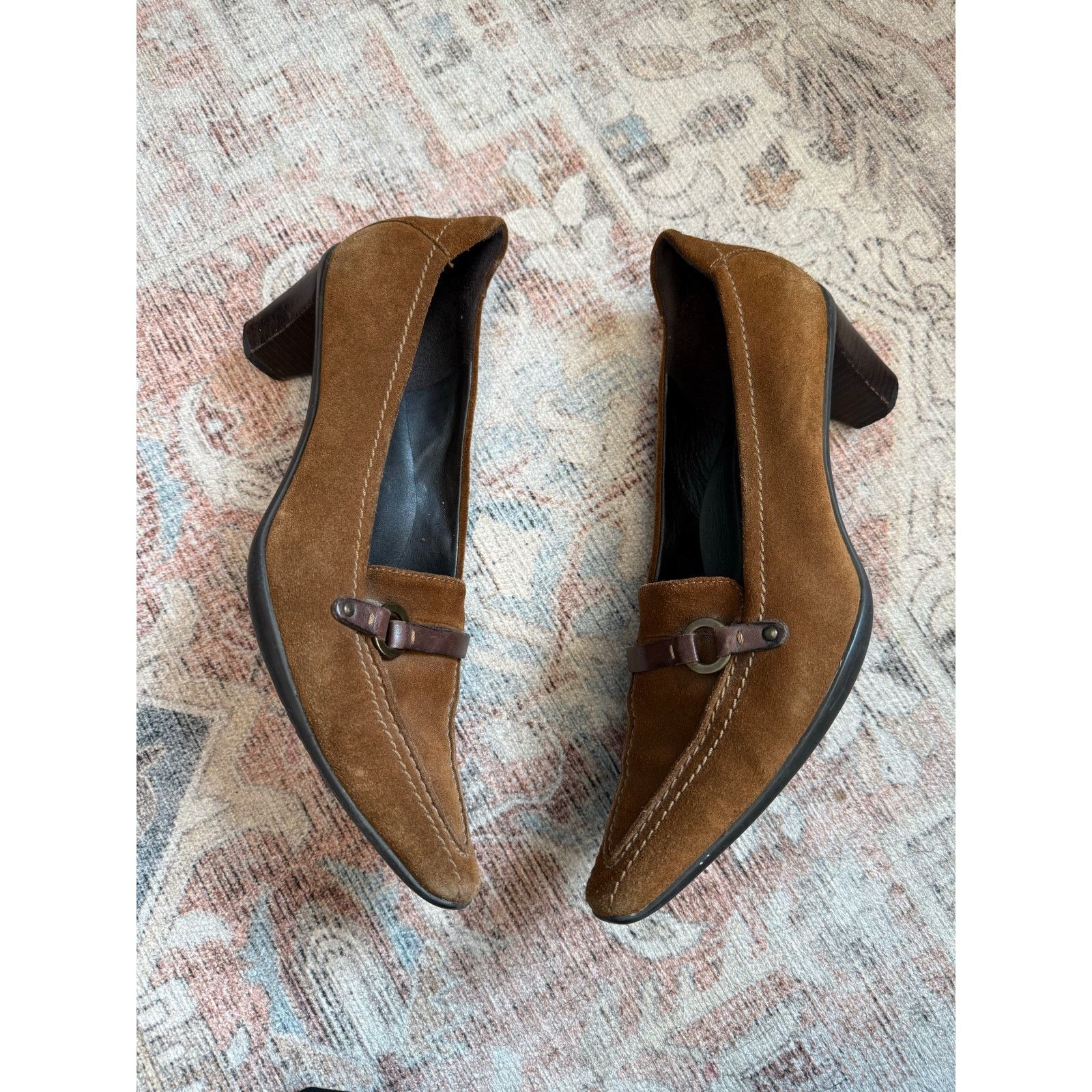 Ecco ECCO Brown Suede Leather Pump Heels w/Buckle Sz EU 39/ US 8 Size US 8 / IT 38 - 1 Thumbnail