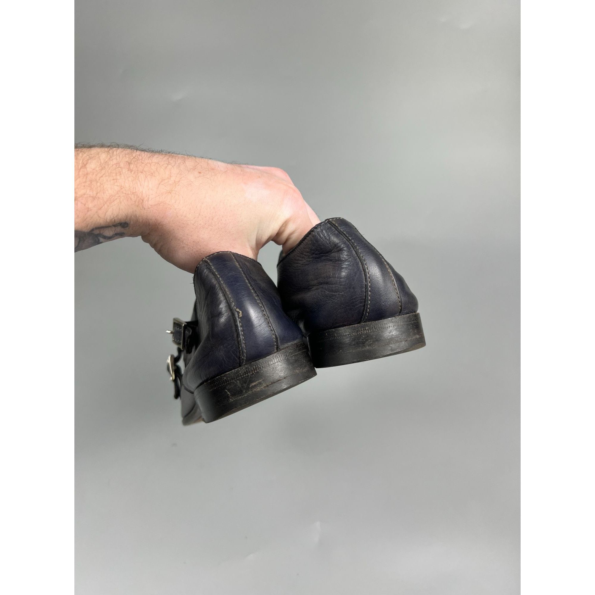 Santoni Santoni Blue Patina Monk Strap Dress Shoes (Y0996) Size US 11 / EU 44 - 7 Thumbnail