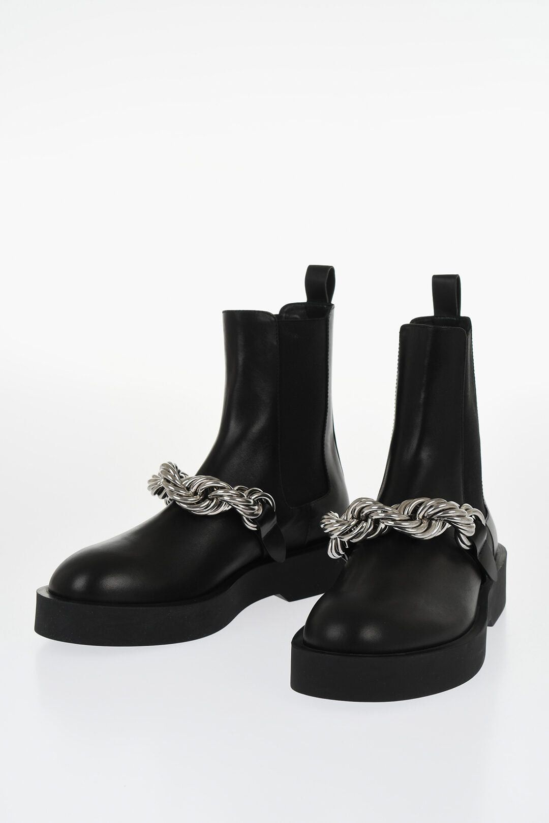 Jil Sander Leather Chelsea Boots with Chain Detail Size US 7 / EU 40 - 1 Thumbnail