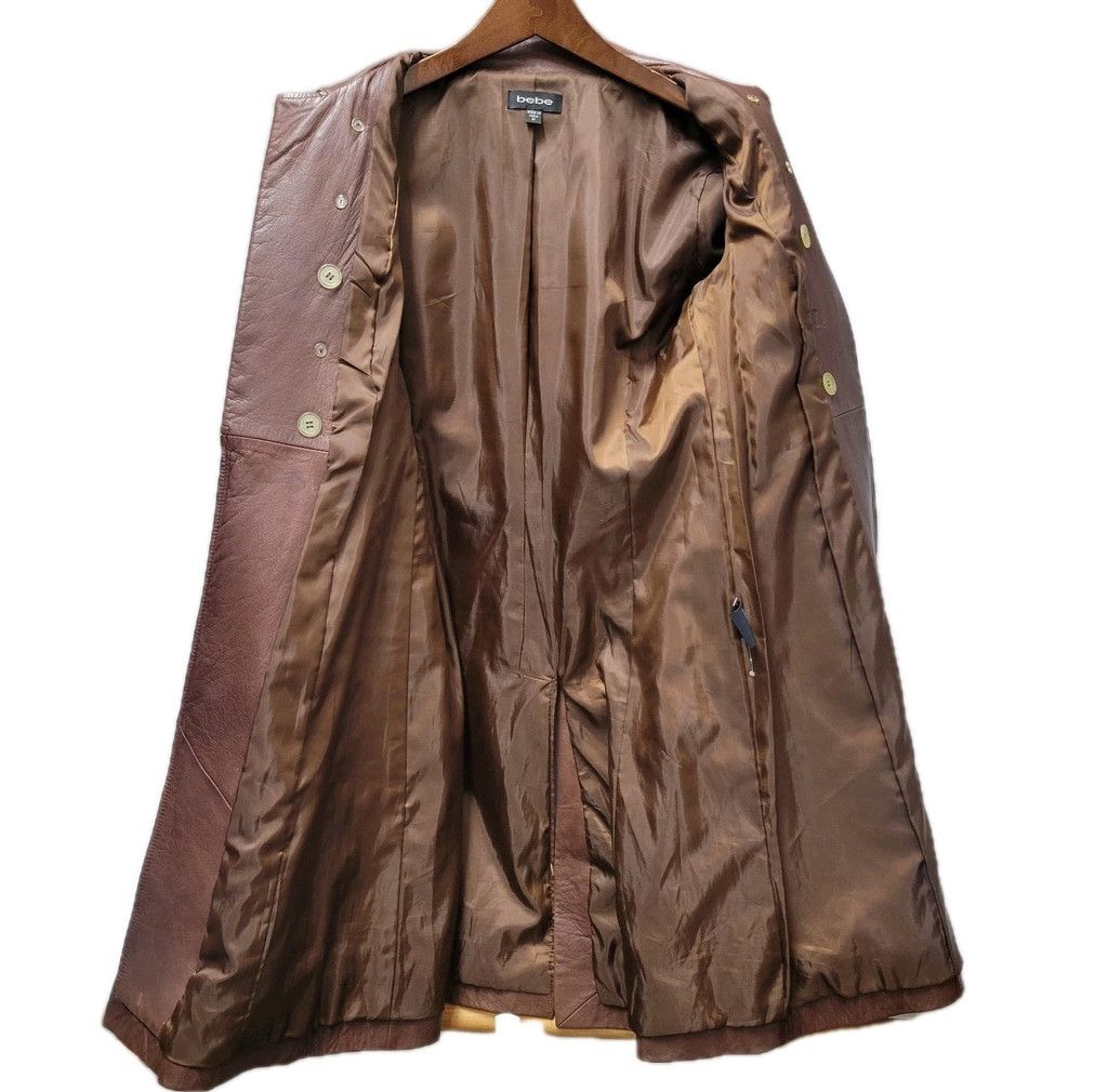 Bebe bebe Women Brown Open Closure Genuine Soft Leather Overcoat Size M / US 6-8 / IT 42-44 - 9 Thumbnail