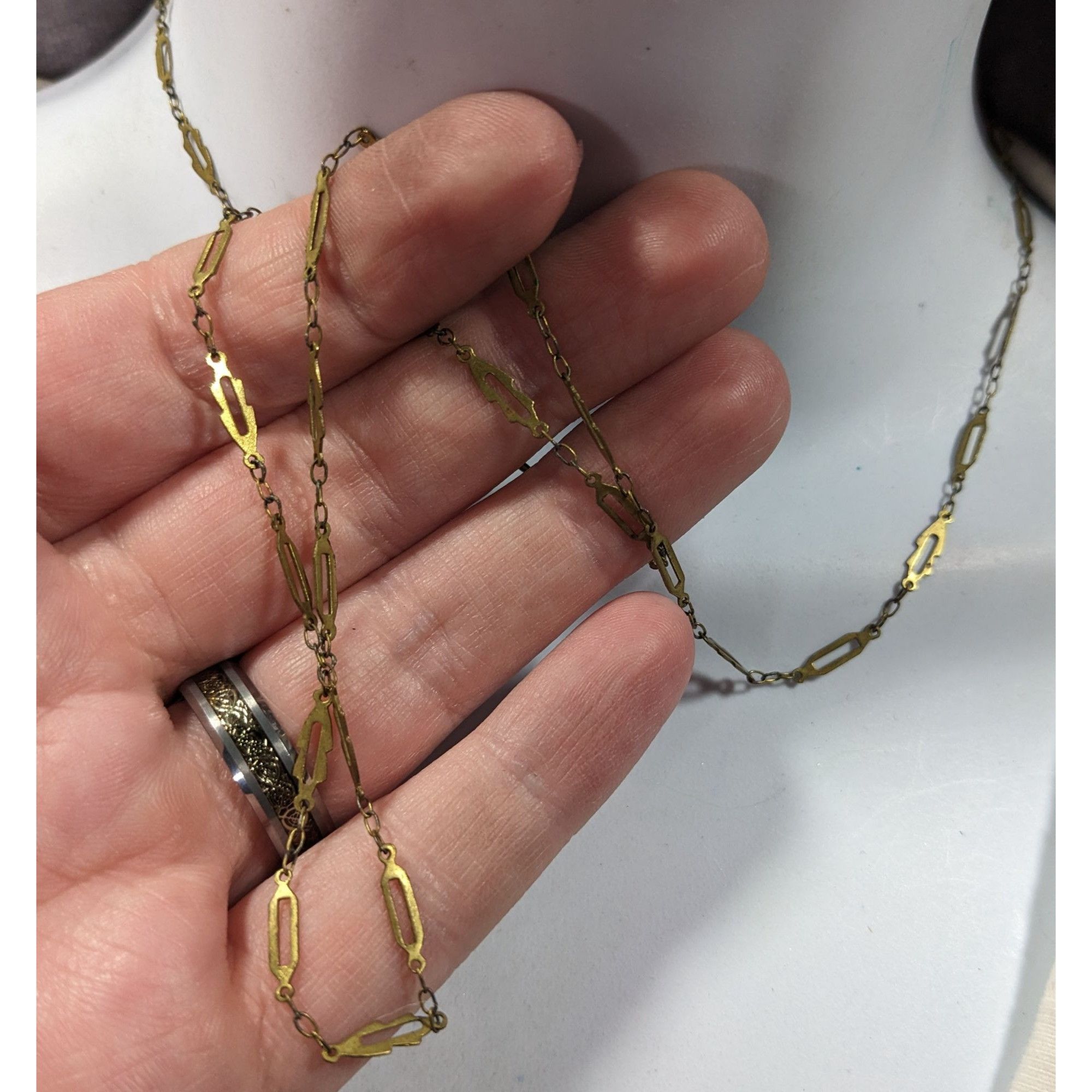 Other Distressed Unique Gold Tone Chain Link Necklace Size ONE SIZE - 3 Thumbnail