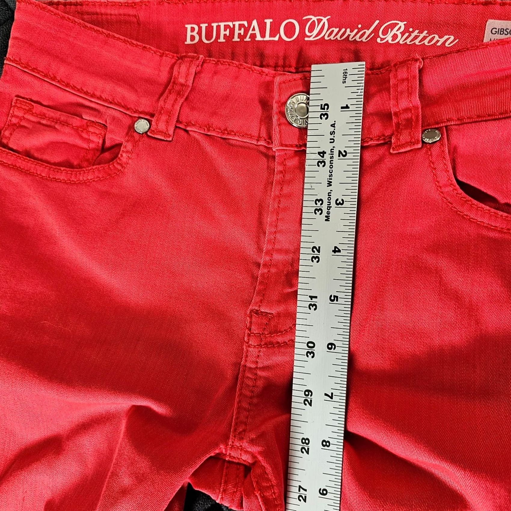Buffalo David Bitton VINTAGE Buffalo David Bitton Jeans Women's Cropped Denim 27 Mid Rise Red Pink Stretch Inseam 22.5in Button Pockets Logo Size 28" / US 6 / IT 42 - 6 Thumbnail