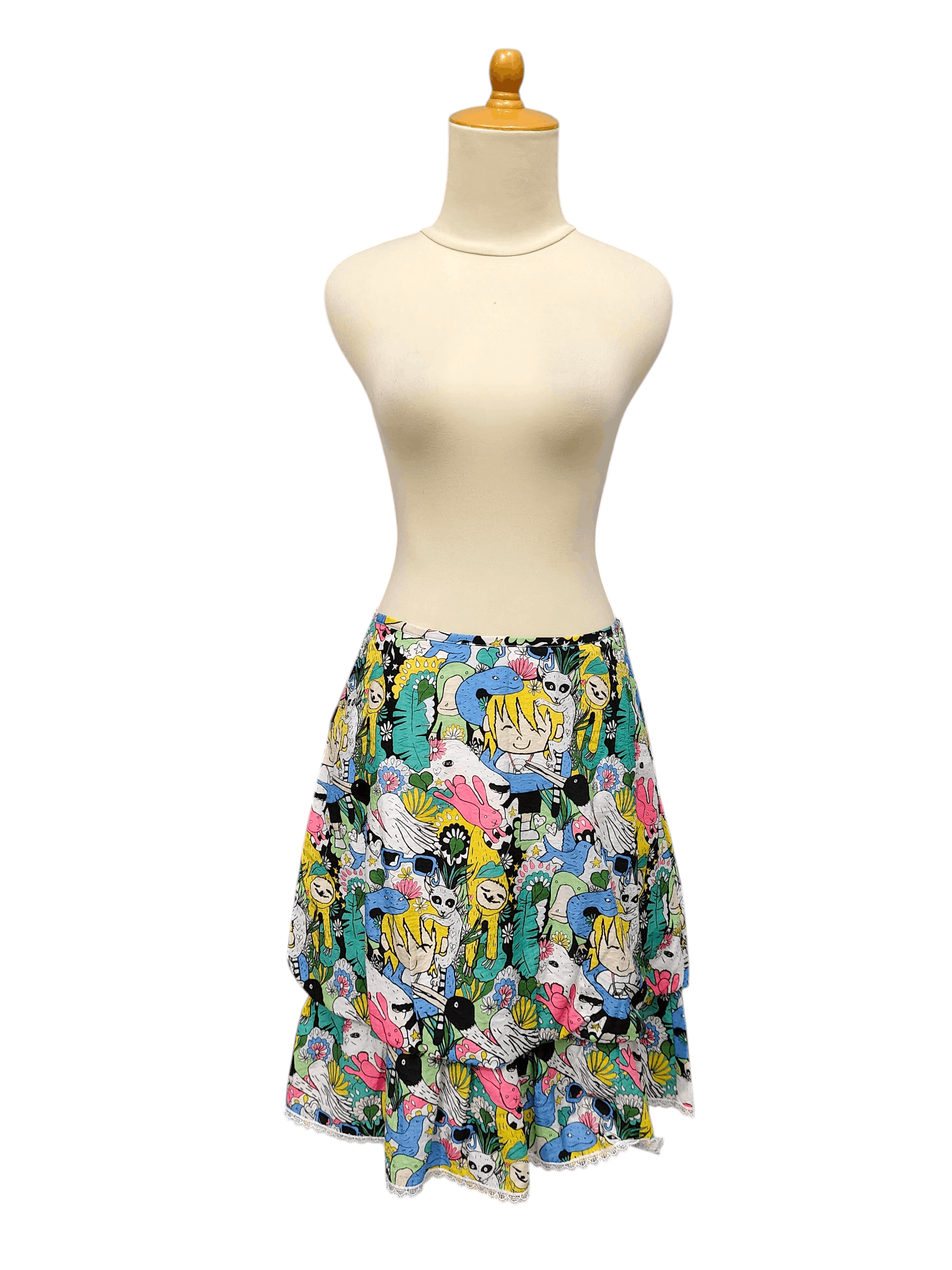 Arts & Science 🔥Pacino Wan AOP Cartoon Graphic Y2K Colorful Skirt Size 29" - 1 Thumbnail