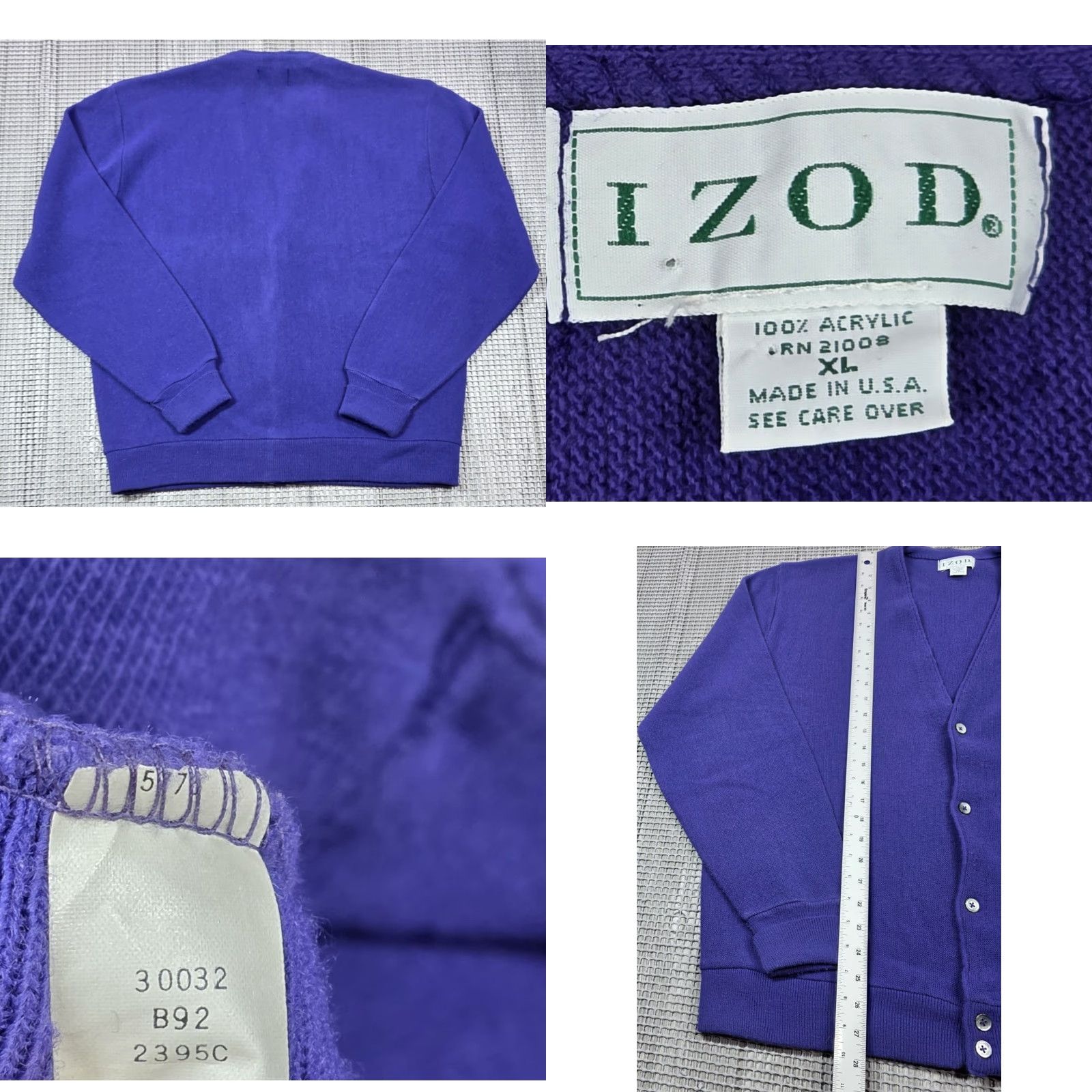 Izod VINTAGE Izod Cardigan Sweater Mens XL Purple Acrylic Made In USA Dad Sweater Size US XL / EU 56 / 4 - 8 Thumbnail