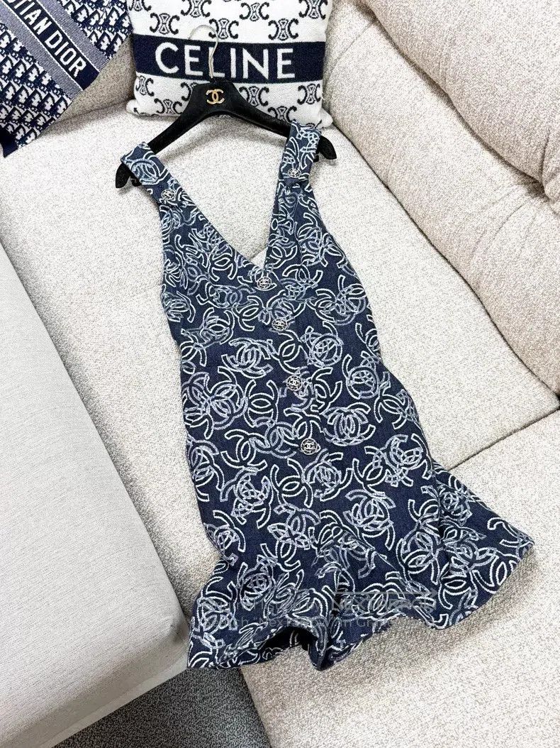 Chanel Chanel 22S show dark blue full print double C full print f Size XS / US 0-2 / IT 36-38 - 3 Thumbnail
