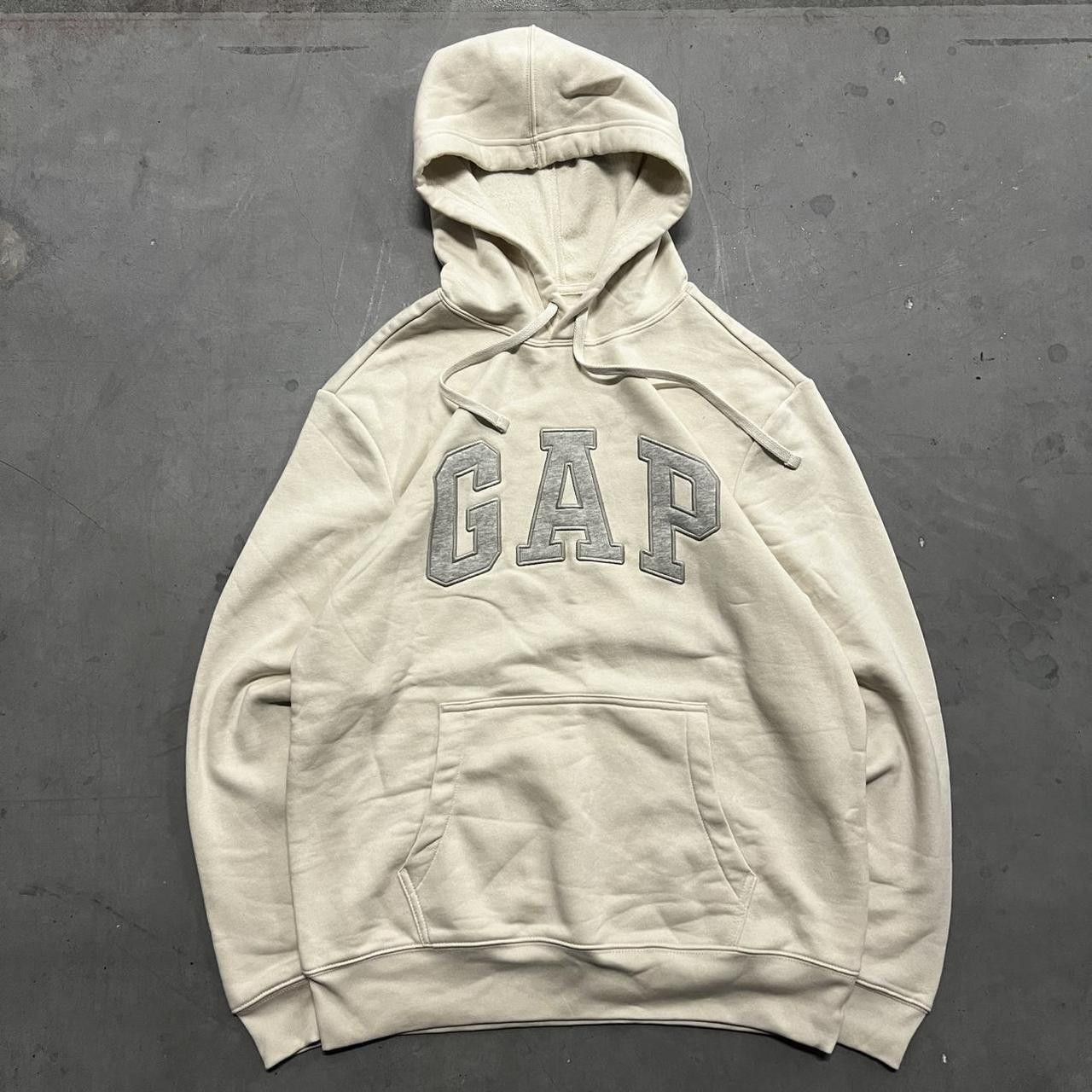 Gap Crazy Vintage Y2K/2000s Gap Center Spellout Cream Hoodie! Size US M / EU 48-50 / 2 - 1 Thumbnail