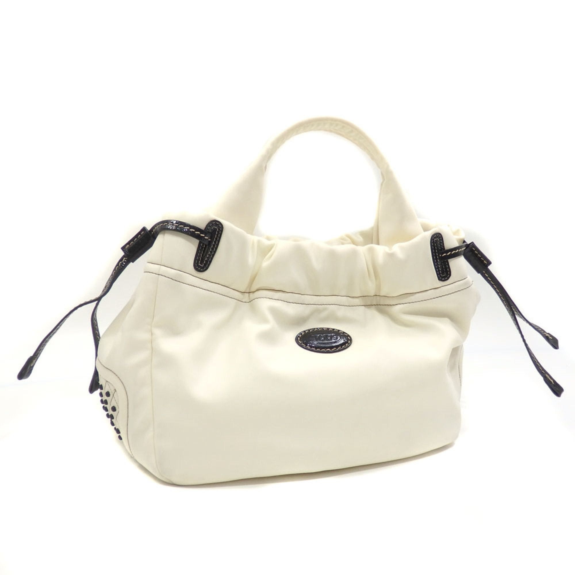 image of Tods Tod's Handbag Women's Ivory Black Nylon Patent Leather