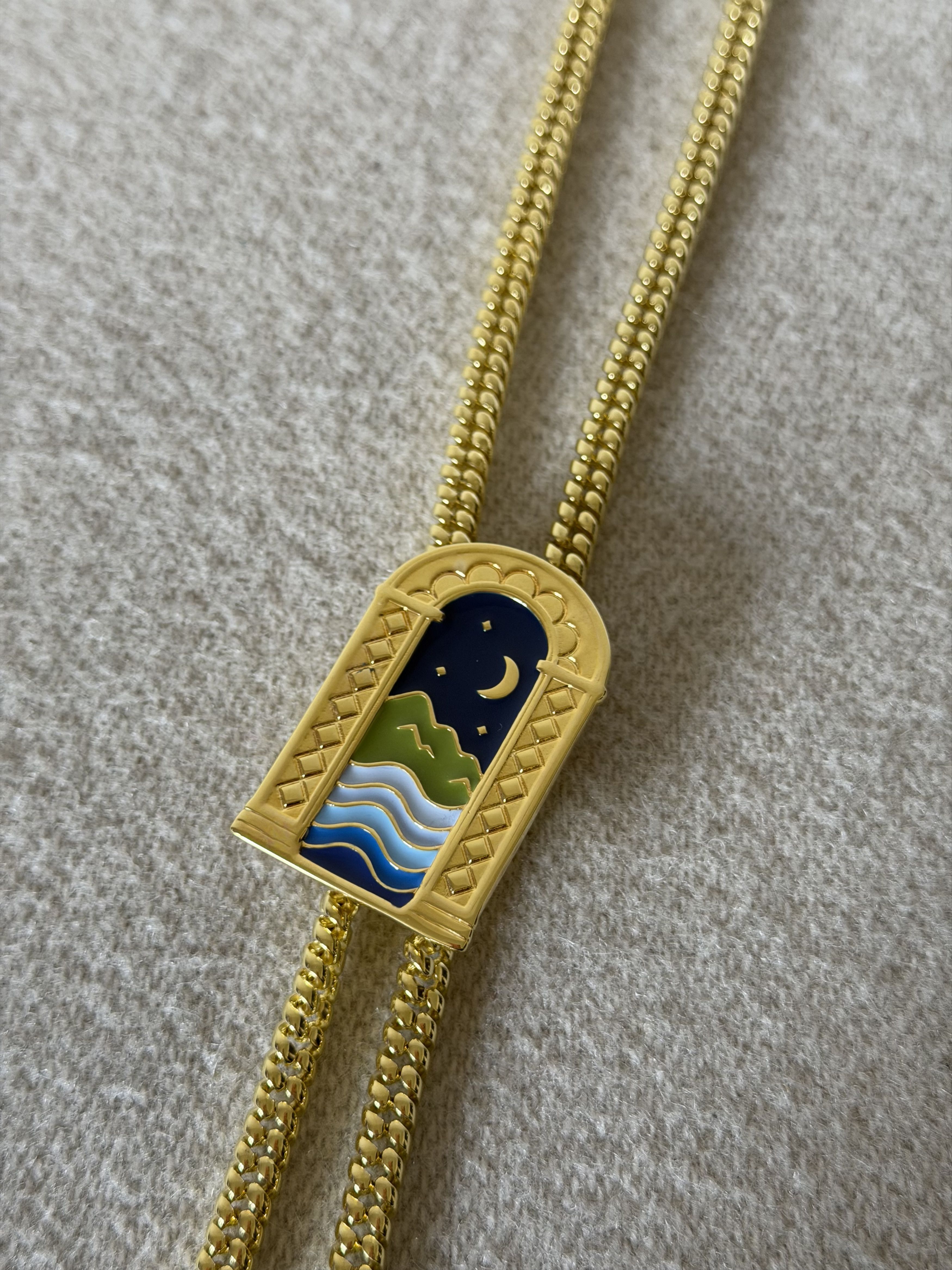 Casablanca Casablanca Arch Landscape Bolo Tie in Gold Size ONE SIZE - 4 Thumbnail