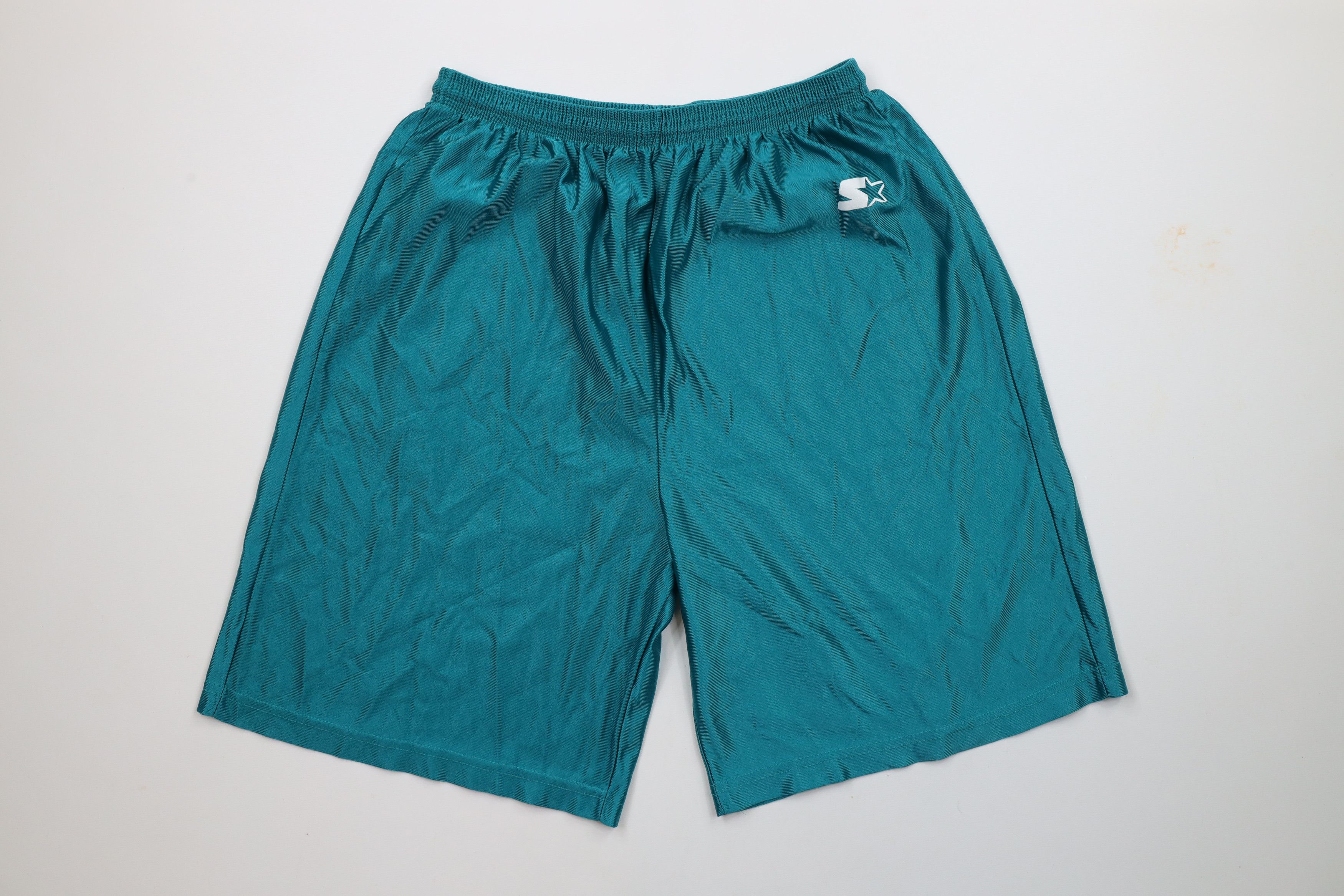 Starter × Vintage Vintage 90s Starter Nylon Gym Basketball Shorts Teal USA Size US 34 / EU 50 - 1 Thumbnail