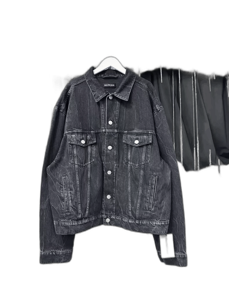Balenciaga Balenciaga Black Gray Denim Jacket-yf Size US XXL / EU 58 / 5 - 1 Thumbnail