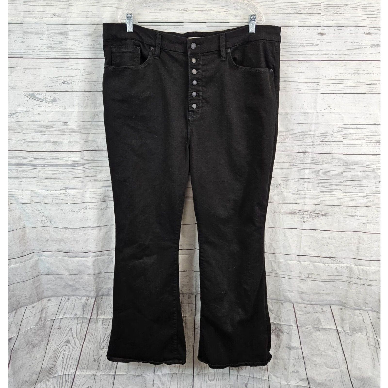 Good American Good American Jeans Womens Flare Jeans plus 24 Black Button Fly High Rise Size 42" / US 20 - 2 Thumbnail