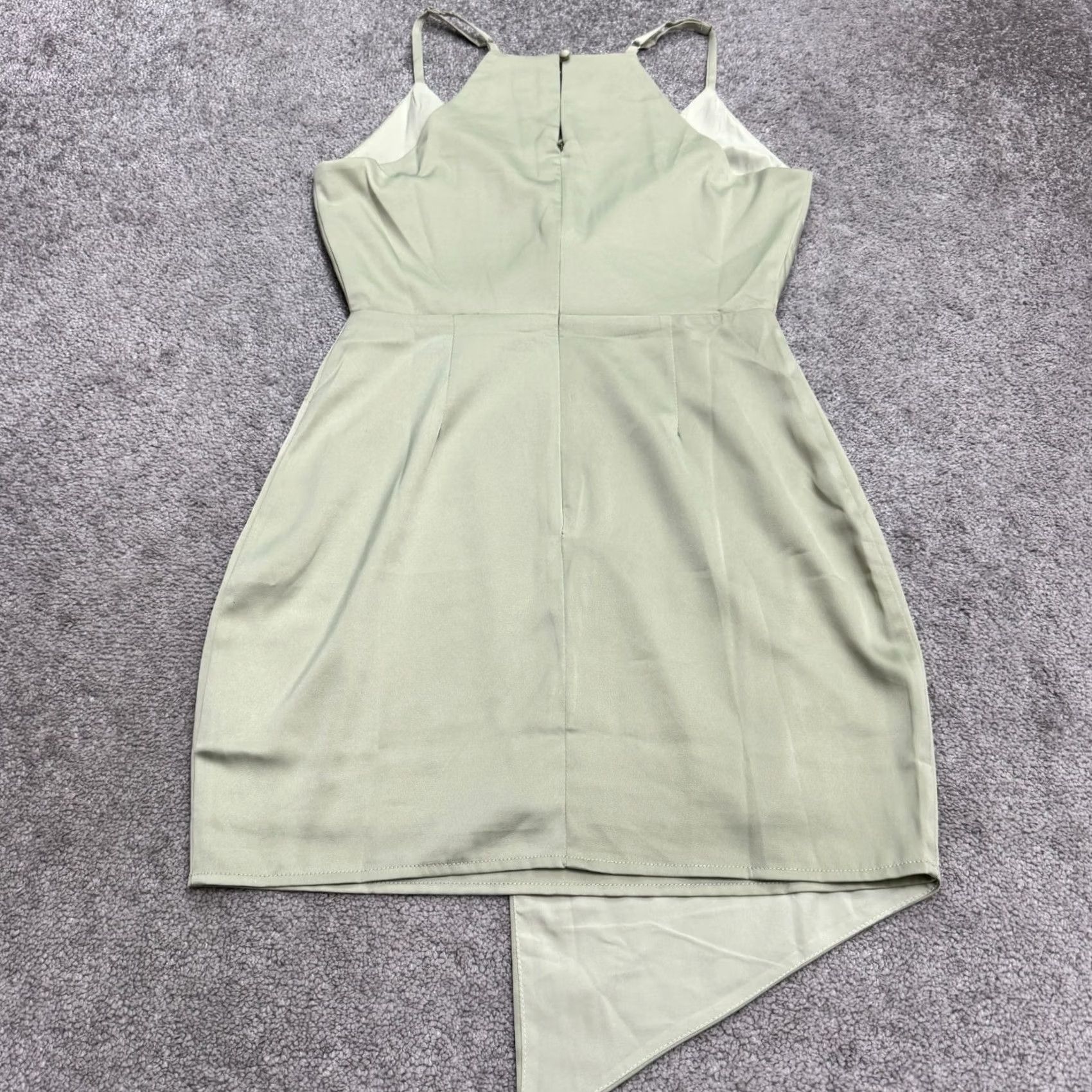 Lulus Lulus What A Stunner Satin Asymmetrical Wrap Mini Dress Womens Small Sage Green Satin Asymmetric Mini Dress Womens Small Green 90s Size S / US 4 / IT 40 - 4 Thumbnail